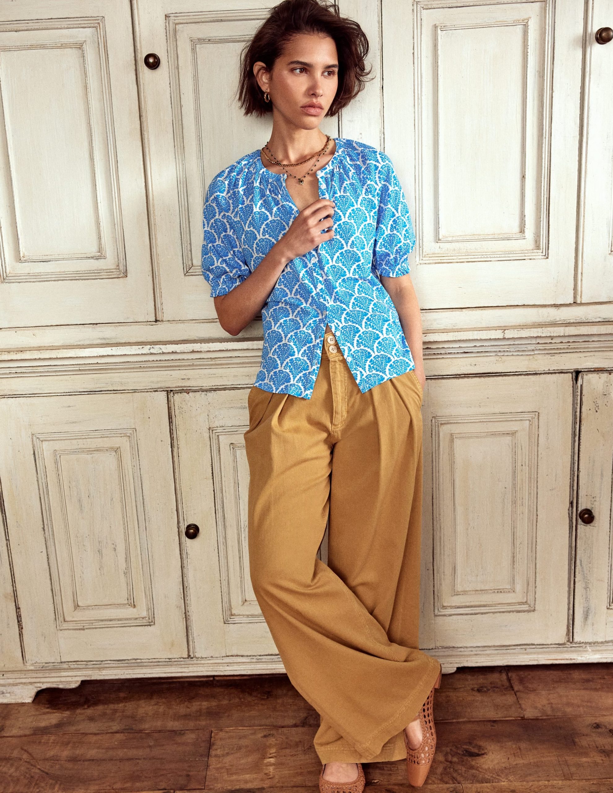 Isla Jersey Shirt-Cerulean Blue. Blossomy