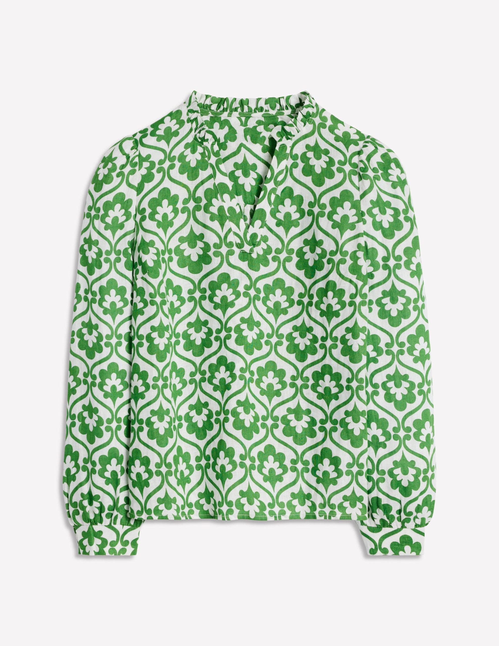 Grace Linen Top-Paradise Green. Ivy Trellis - Image 5