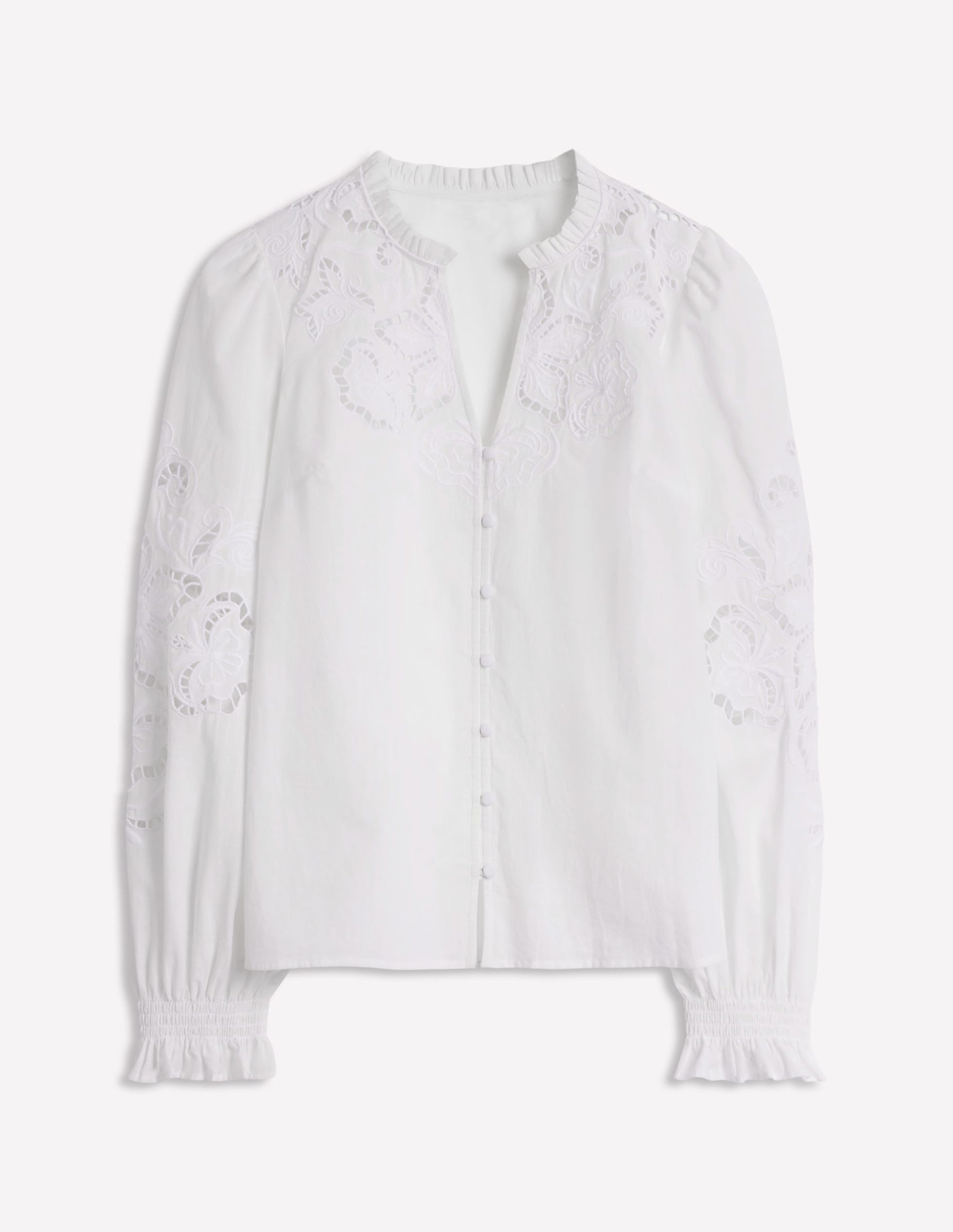 Cutwork Embroidered Blouse-White - Image 5