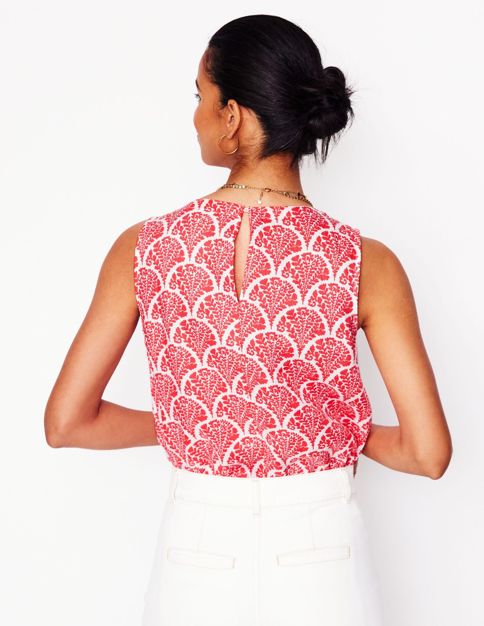 Linen Shell Top-Jam Red. Blossomy - Image 6