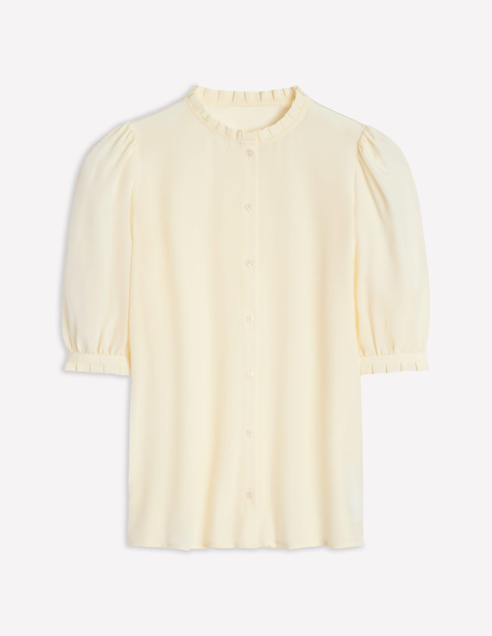Frill Detail Silk Top-Ivory - Image 6