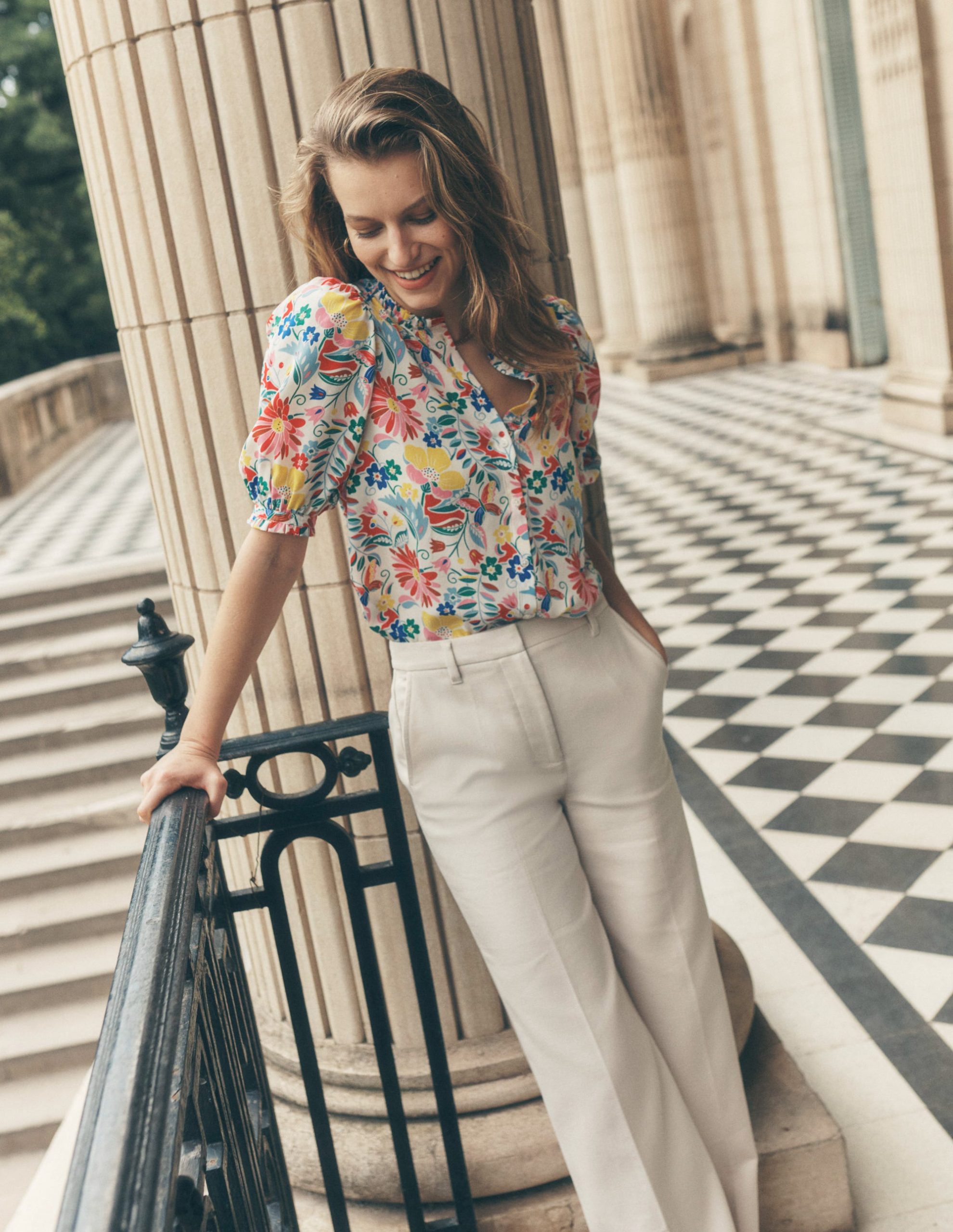 Frill Detail Silk Top-Multi. Wildflower Trail - Image 5