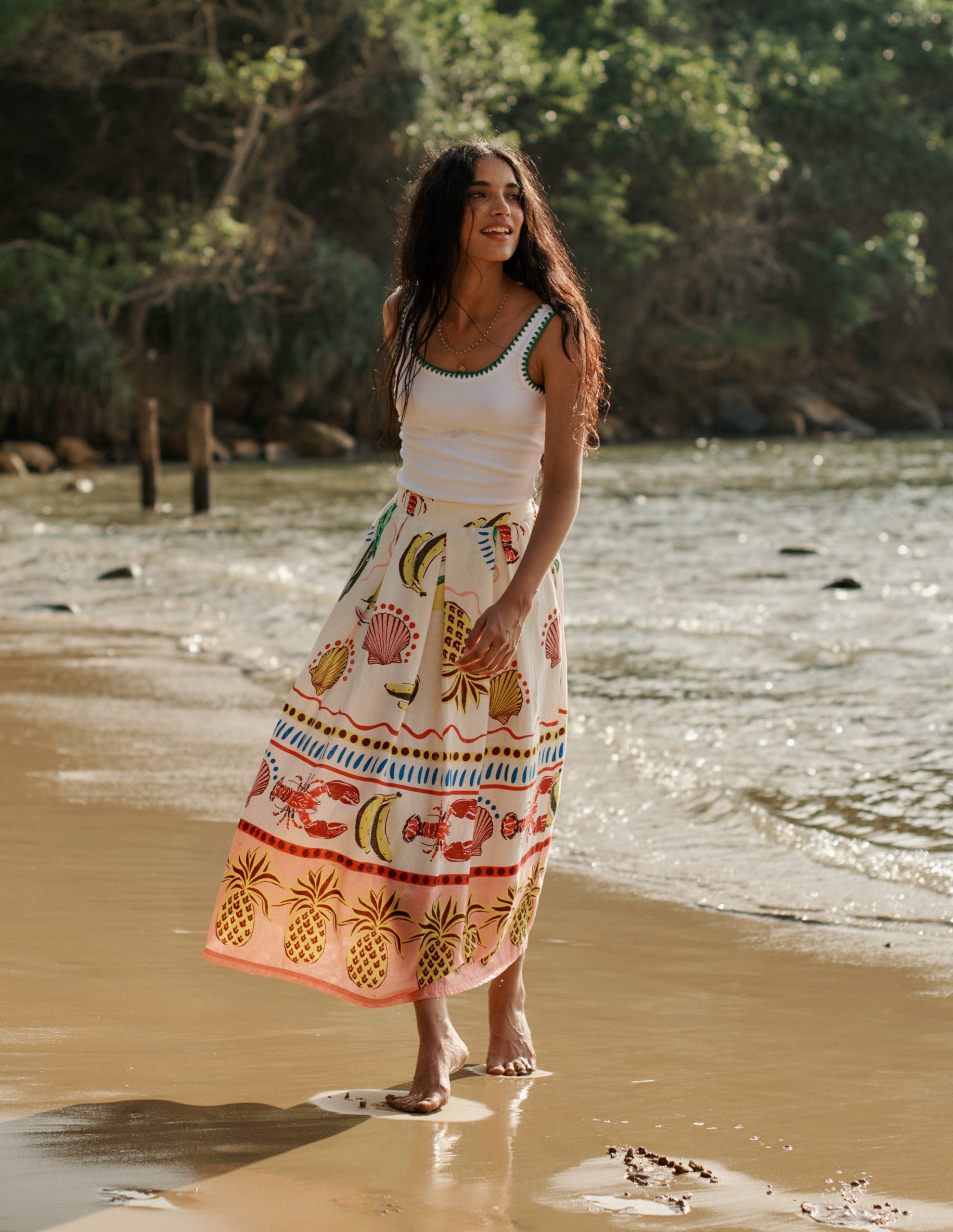Crochet Trim Tank Top-White - Image 5