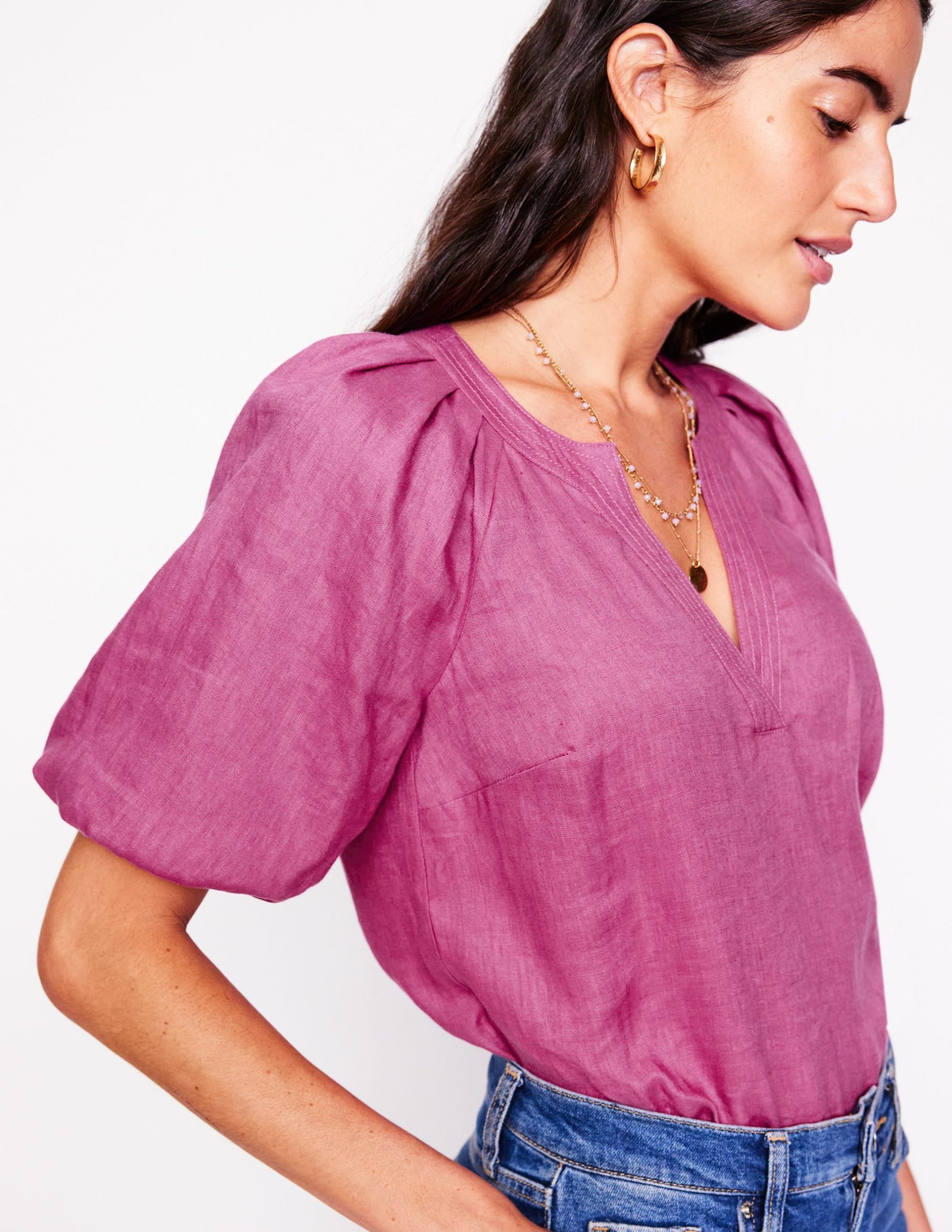Brooke Linen Top-Purple Damson - Image 2