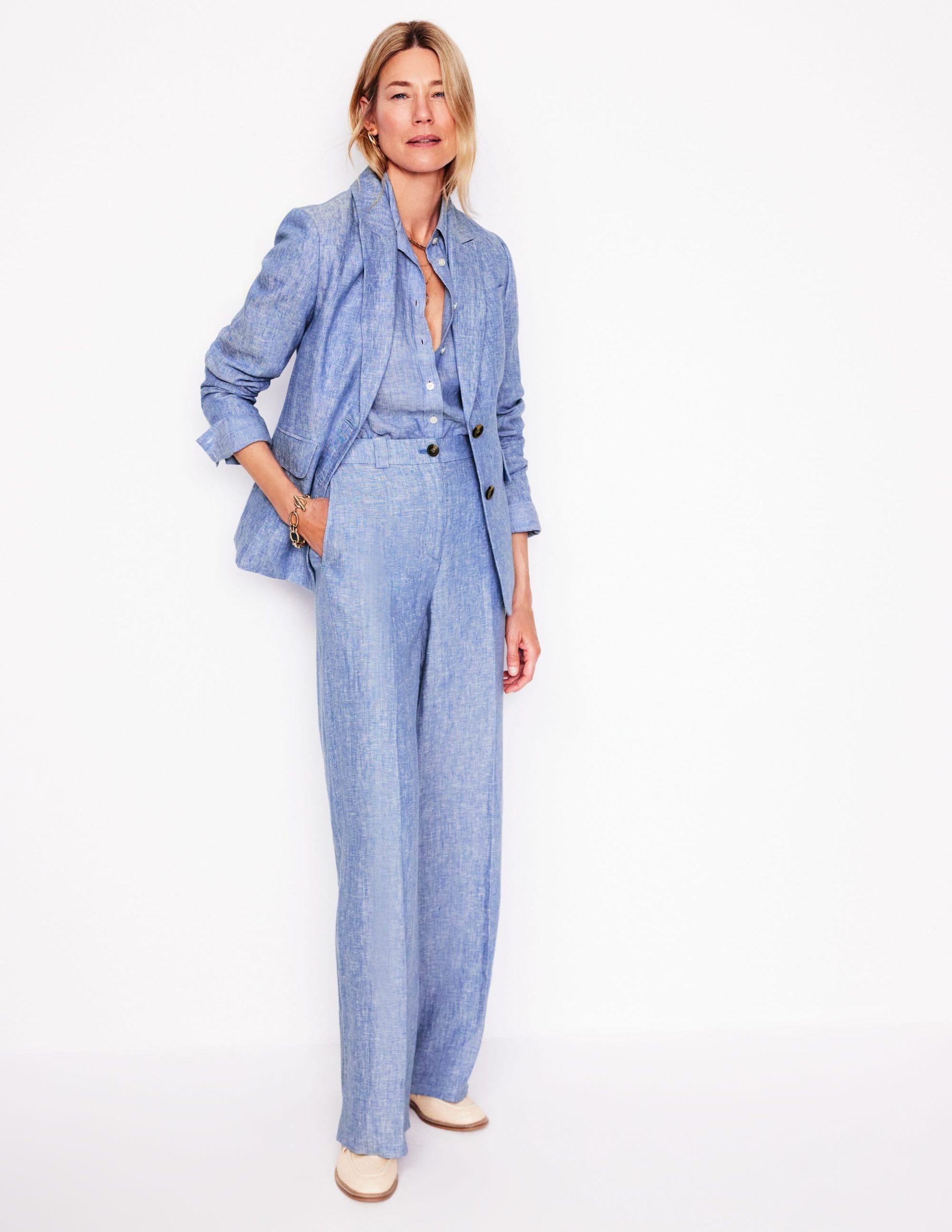 Stamford Linen Blazer-Chambray - Image 5