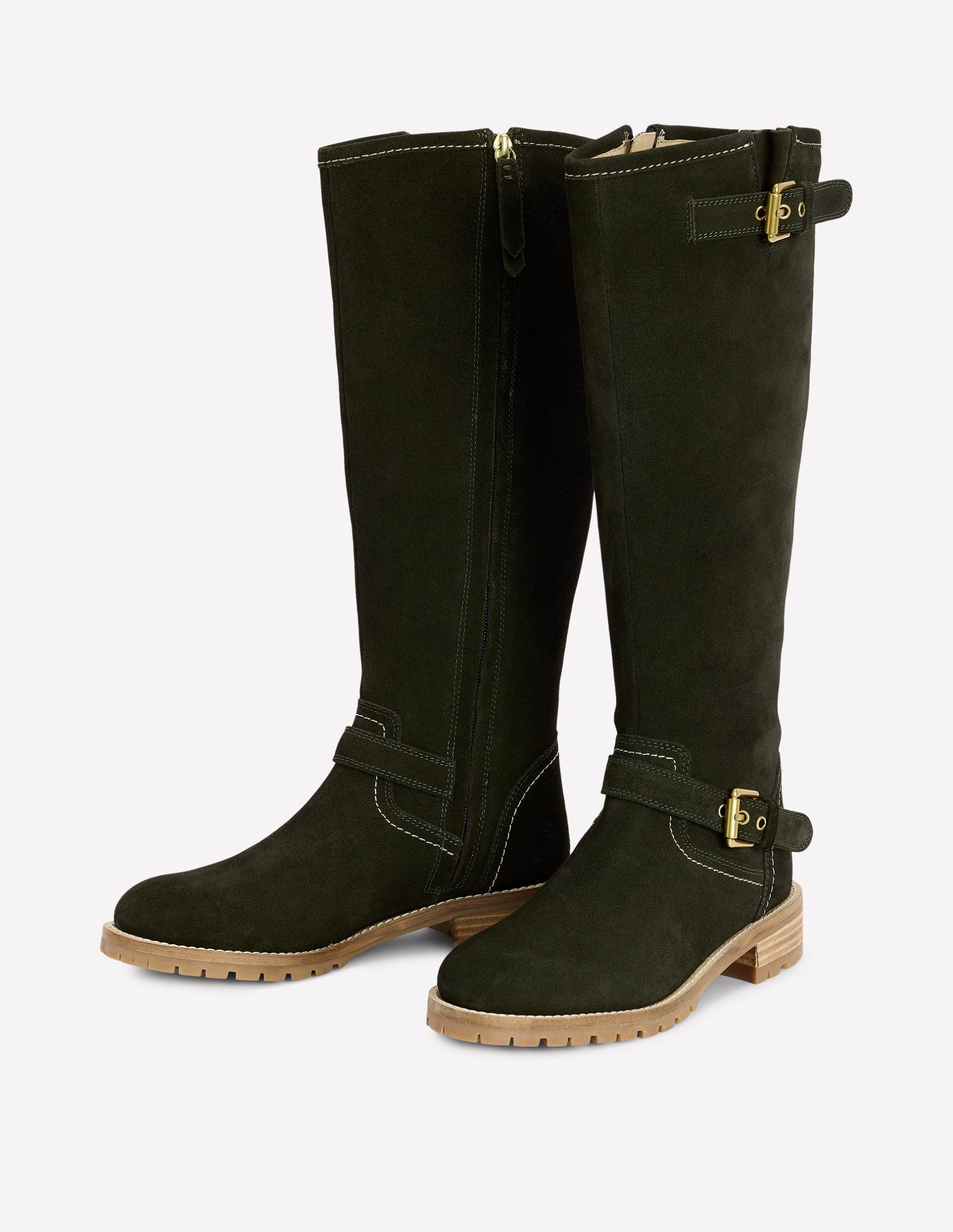 Buckle Knee High Boots-Woodland Green - Image 3