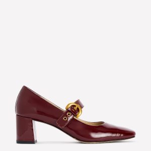 Heeled Buckle Mary Janes-Oxblood