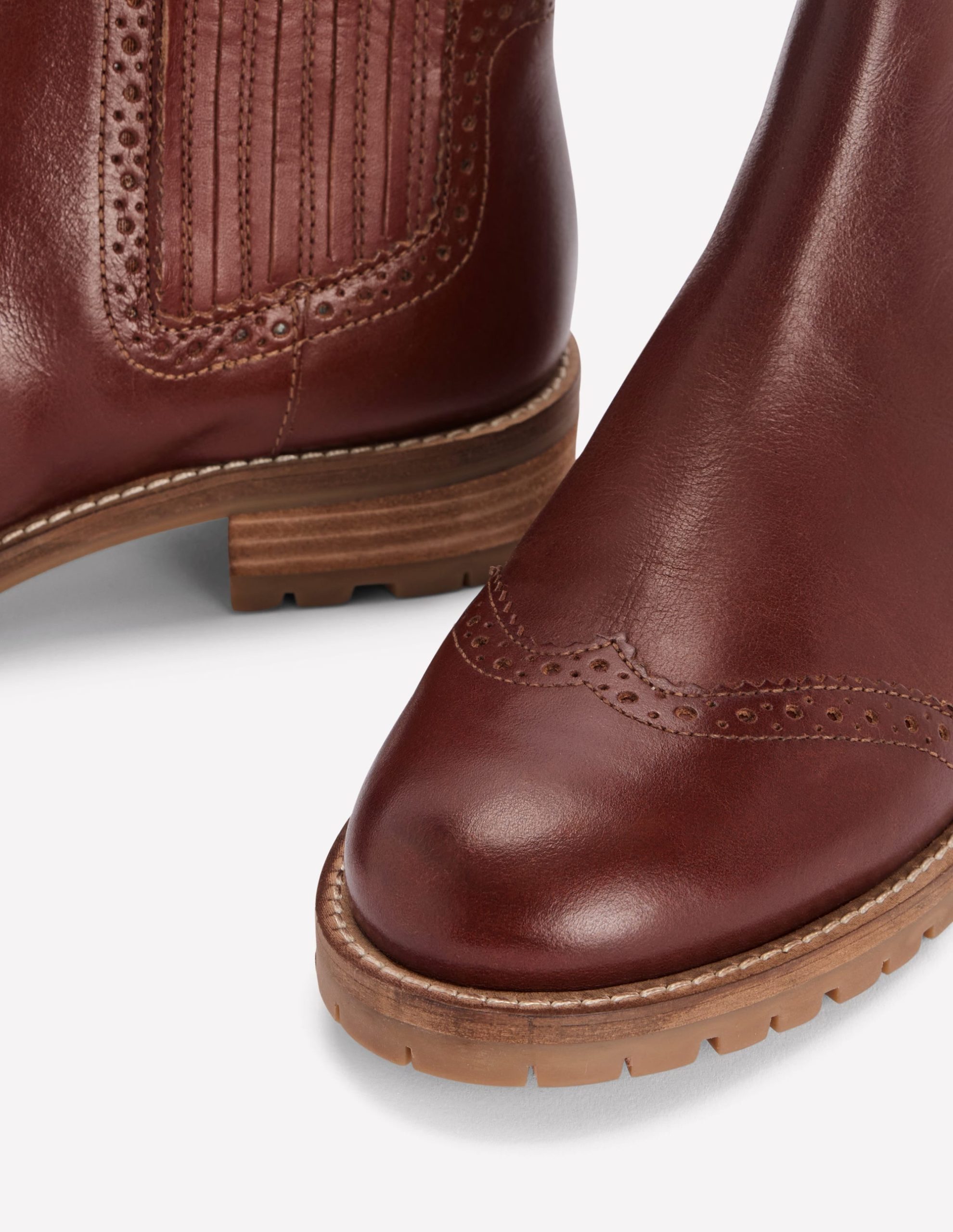 Brogue Detail Chelsea Boots-Tan - Image 5