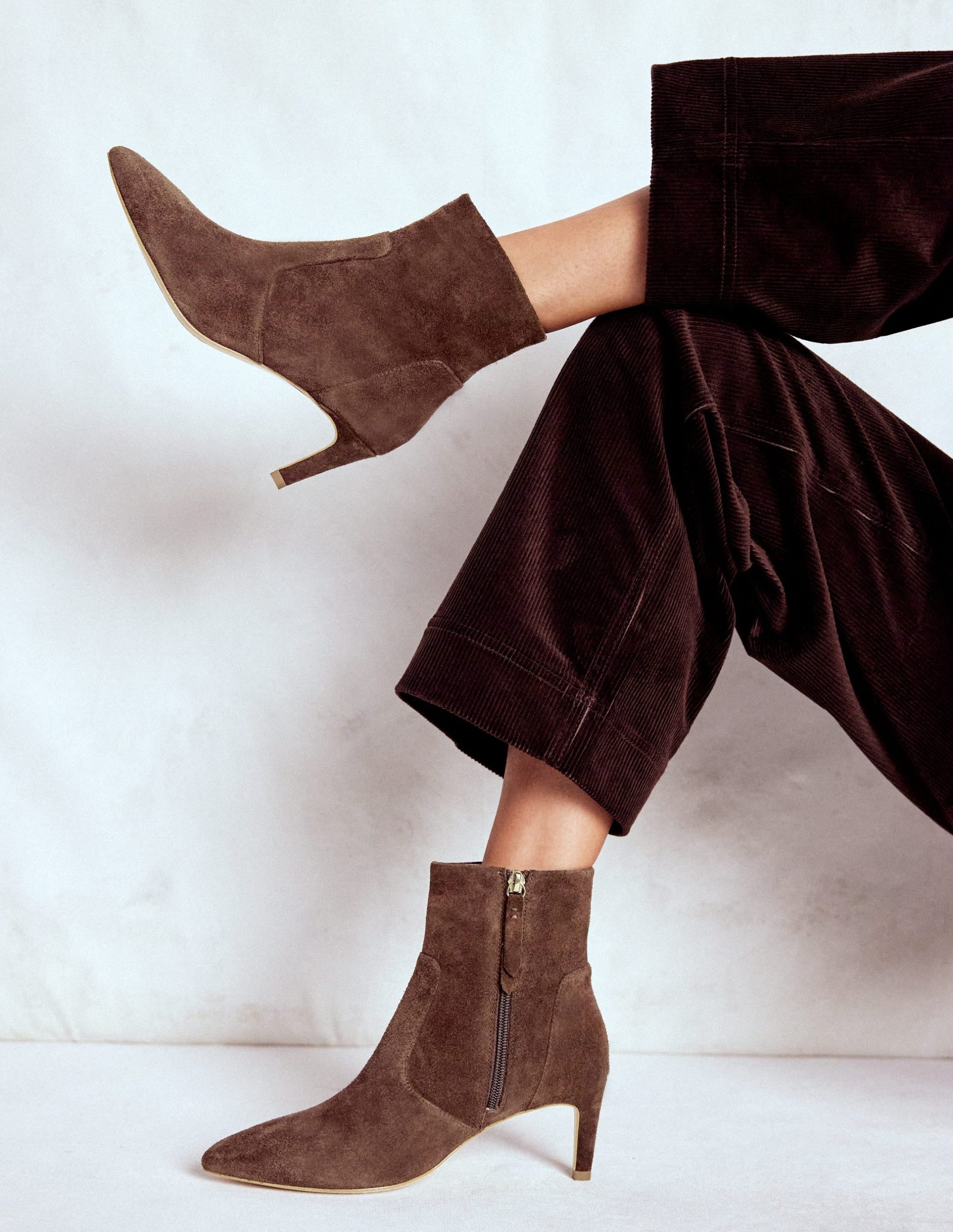 Mid Heel Ankle Boots-Bitter Chocolate - Image 3