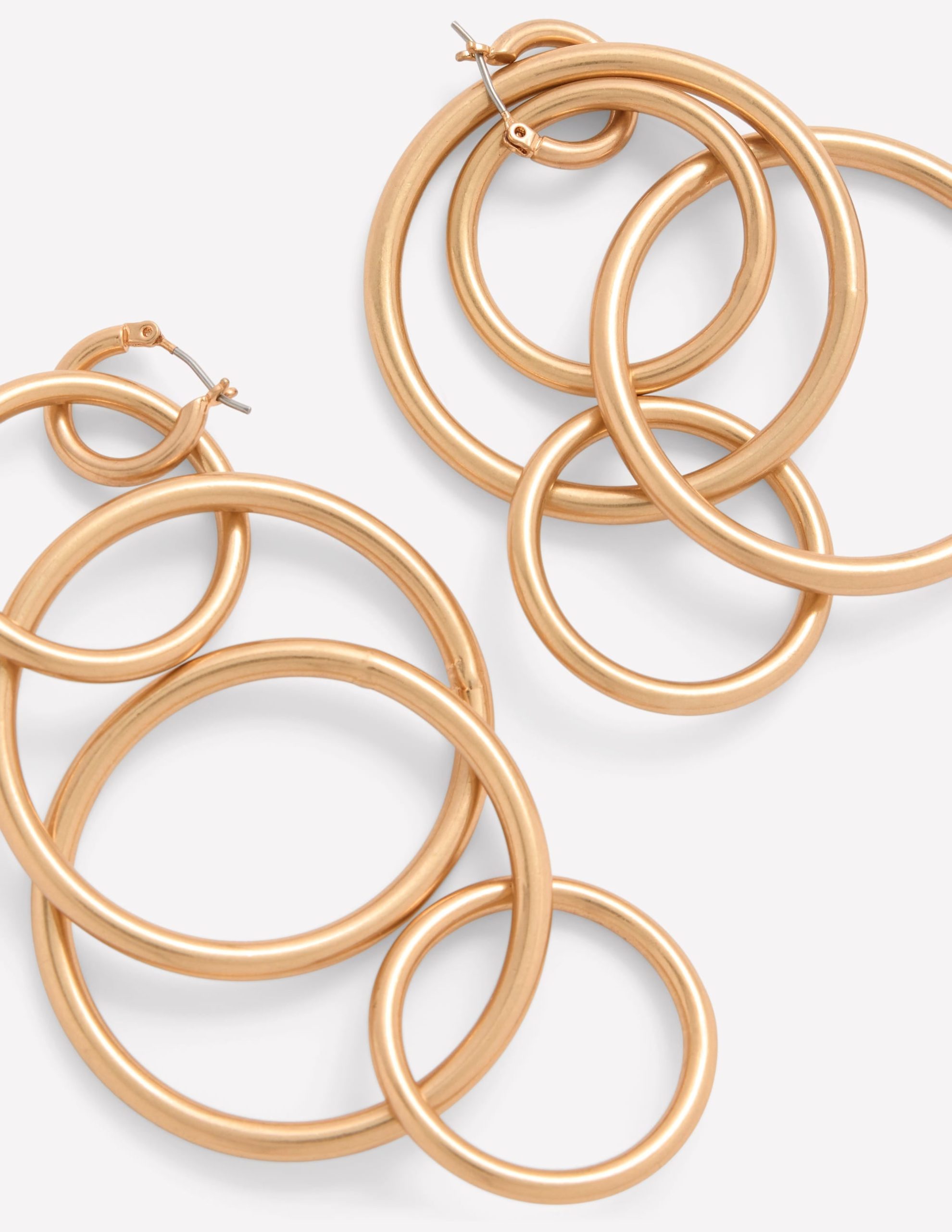 Multi Ring Drop Earrings-Gold Colour - Image 4