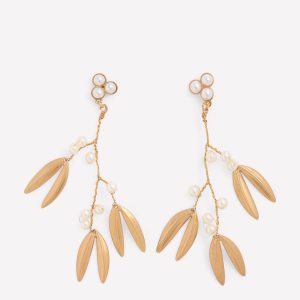 Festive Metal Earrings-Pearl