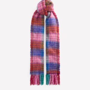 Mohair Woven Scarf-Multi Check