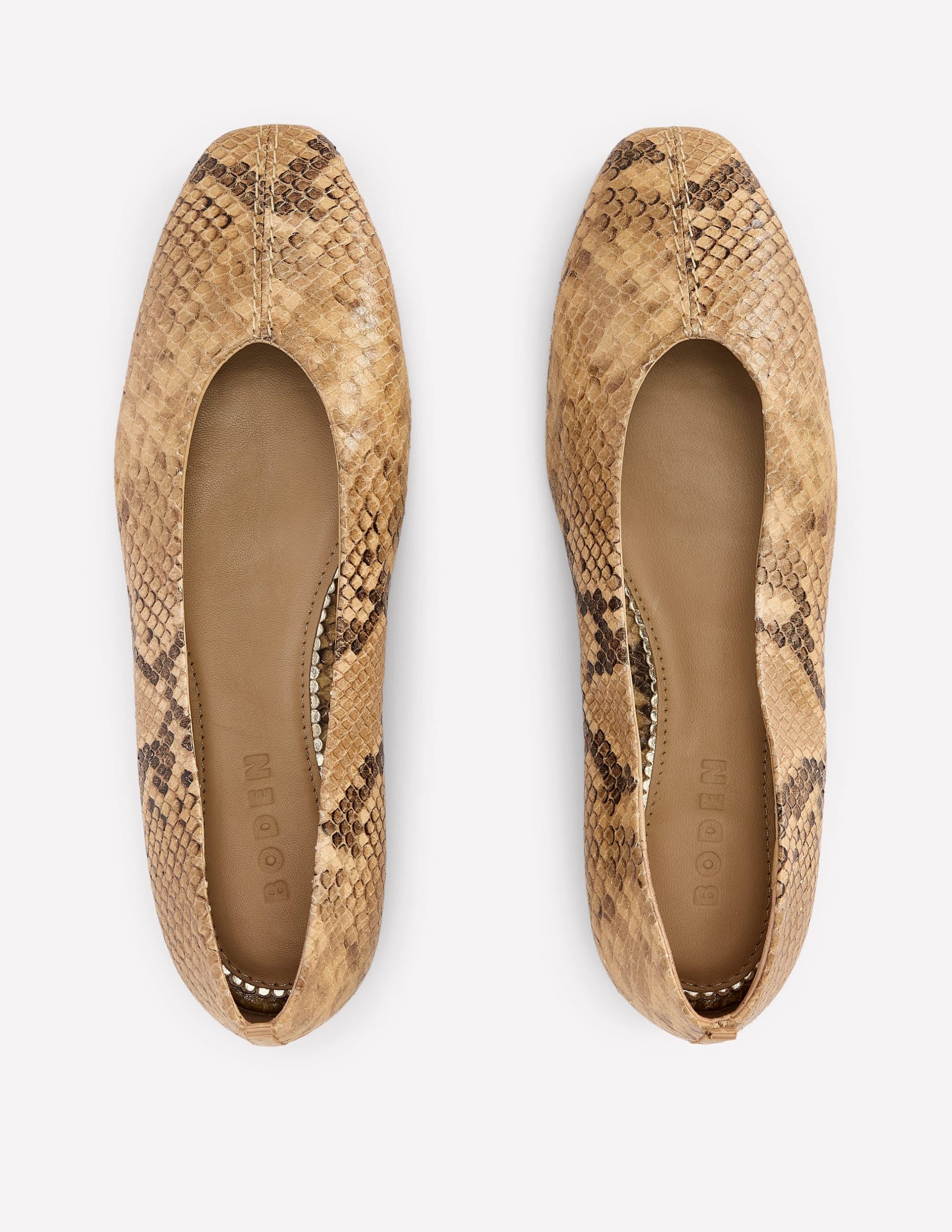 High Cut Stitch Detail Flats-Neutral - Image 5