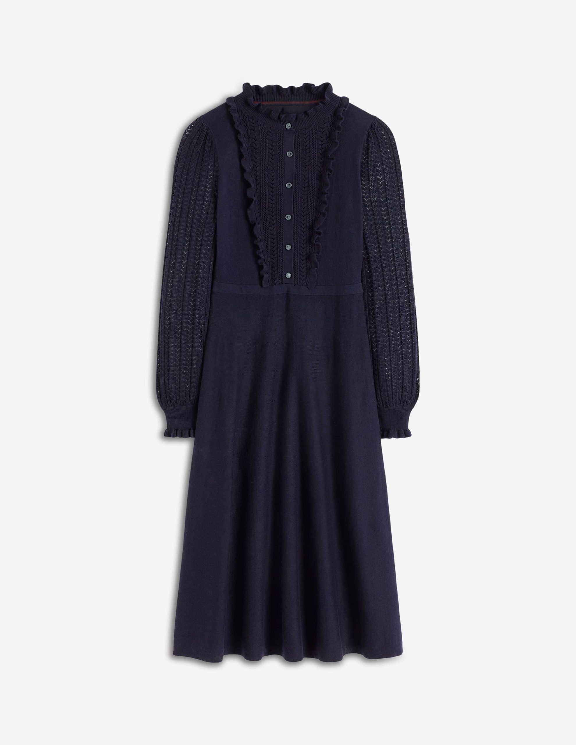 Winifred Frilled Knitted Dress-Navy - Image 5