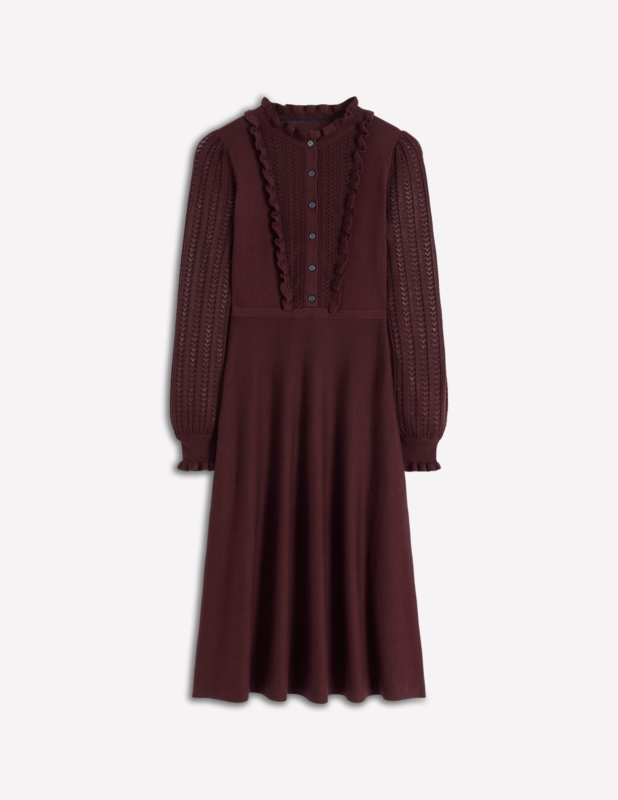 Winifred Frilled Knitted Dress-Coffee Bean - Image 6