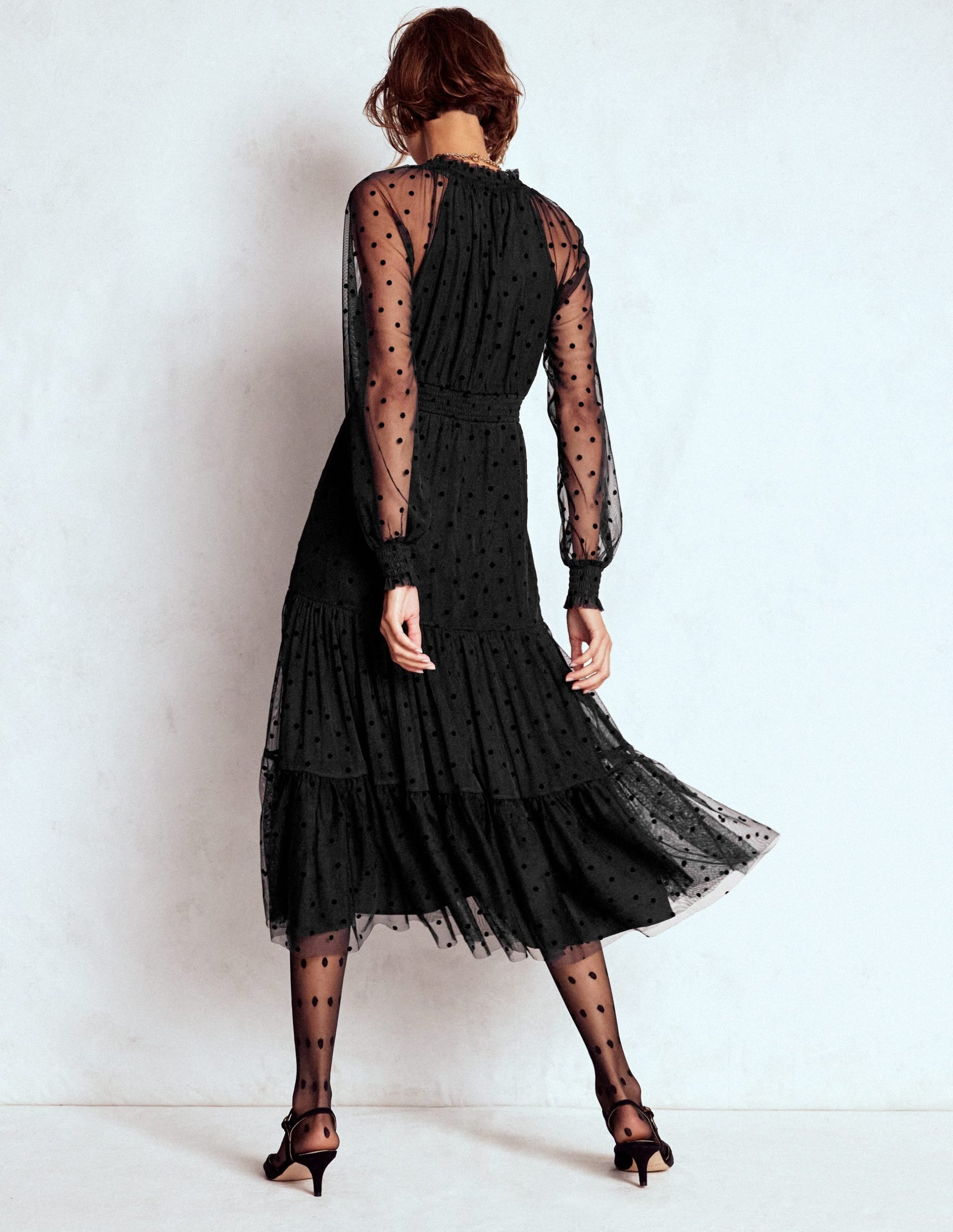 Lucille Tulle Midi Dress-Black - Image 3
