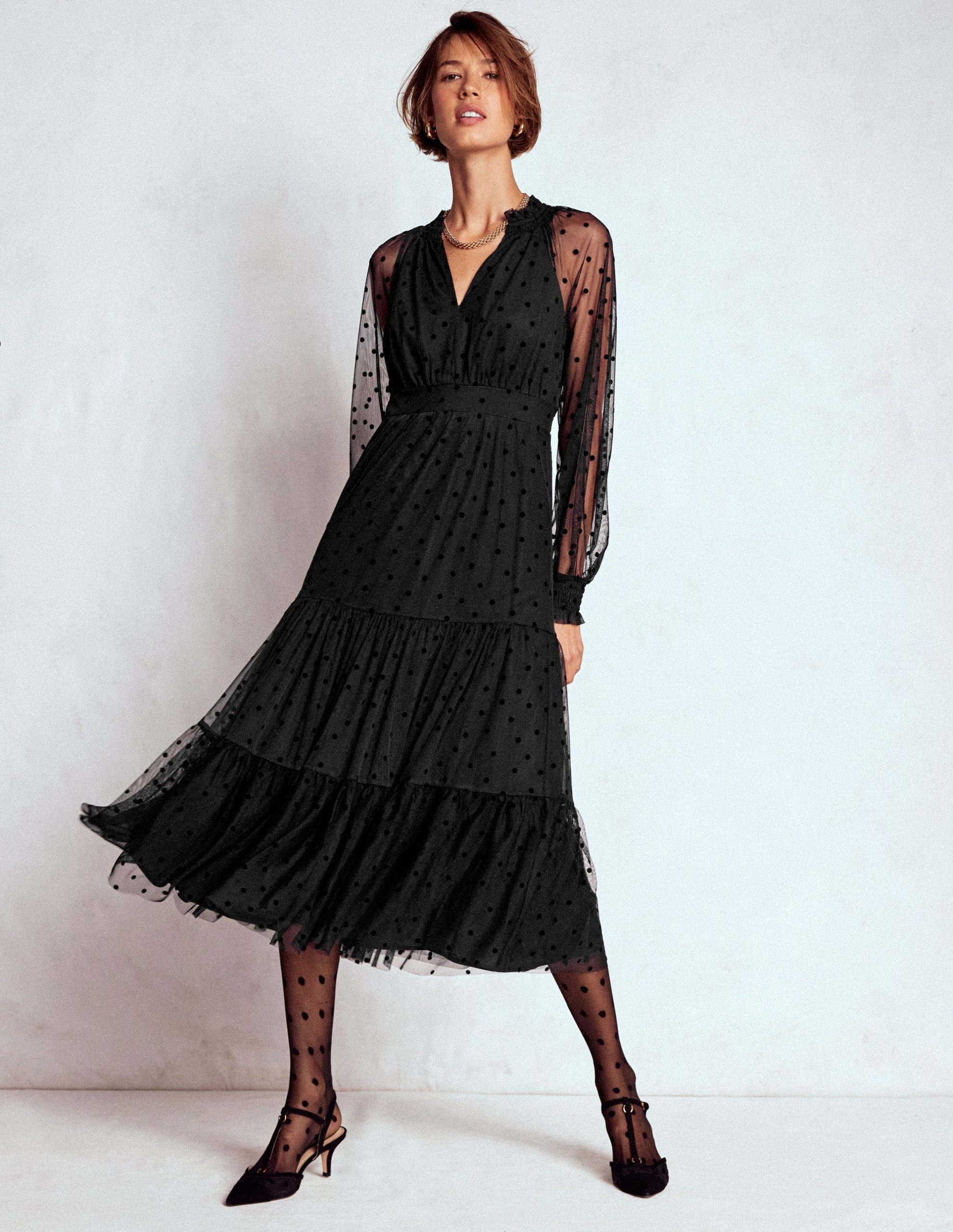 Lucille Tulle Midi Dress-Black - Image 4
