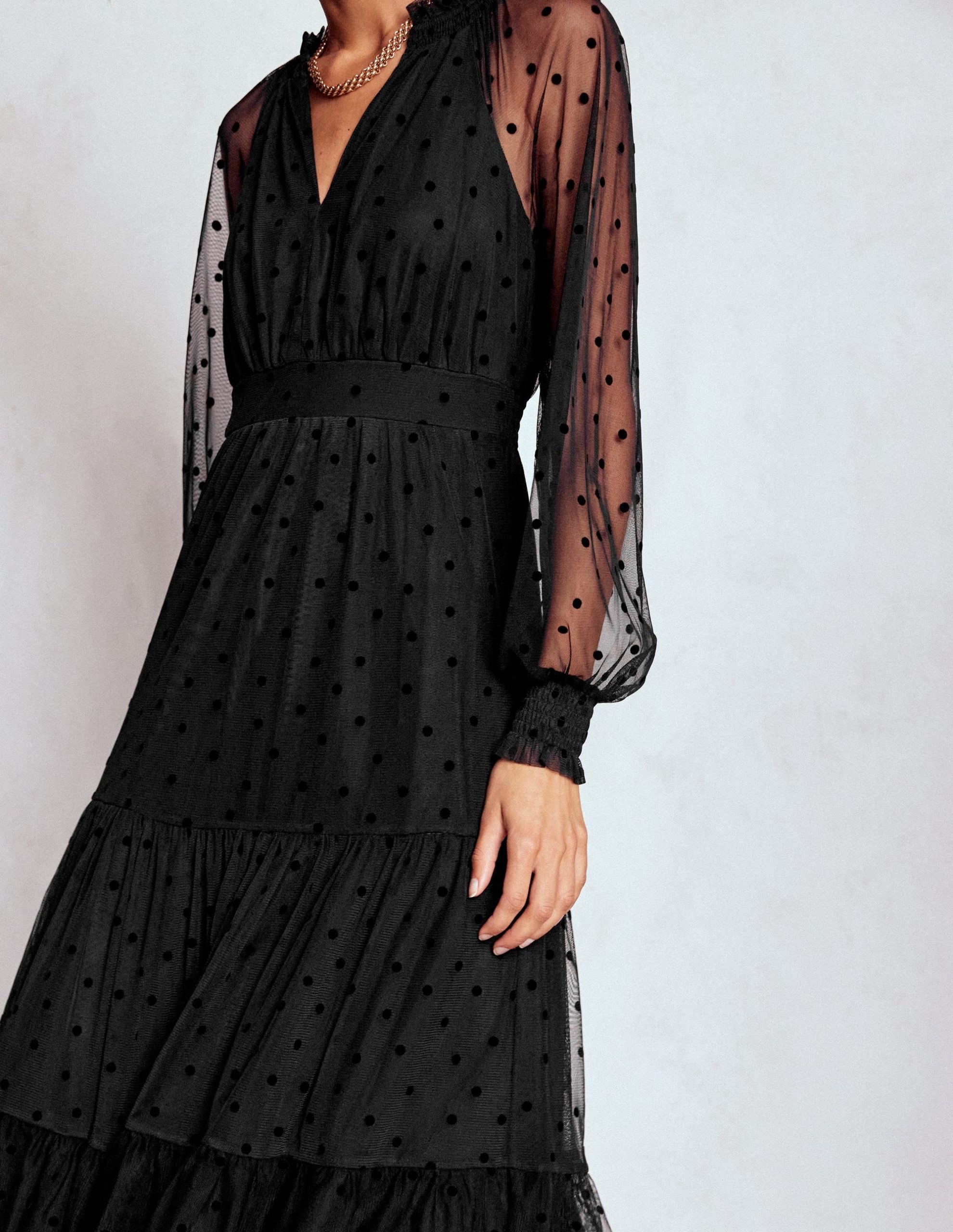 Lucille Tulle Midi Dress-Black - Image 5