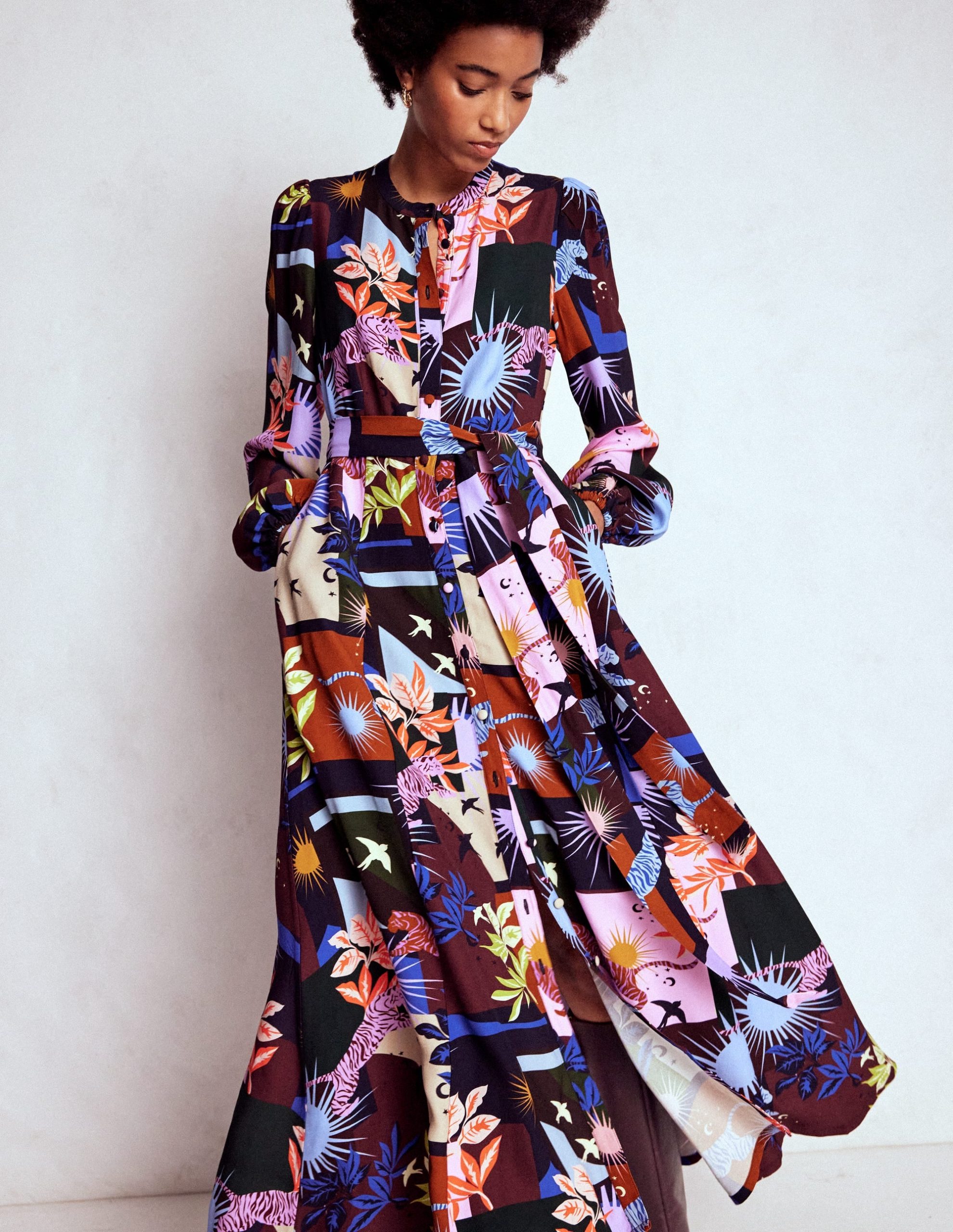 Mae Occasion Maxi Shirt Dress-Multi. Cosmic Savanna - Image 4