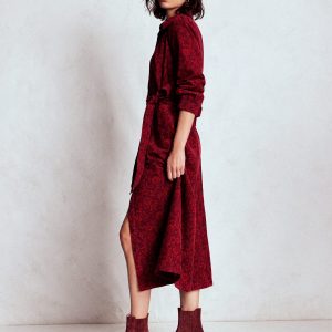 Clara Cord Midi Dress-Red Liquorice. Ornate Flora