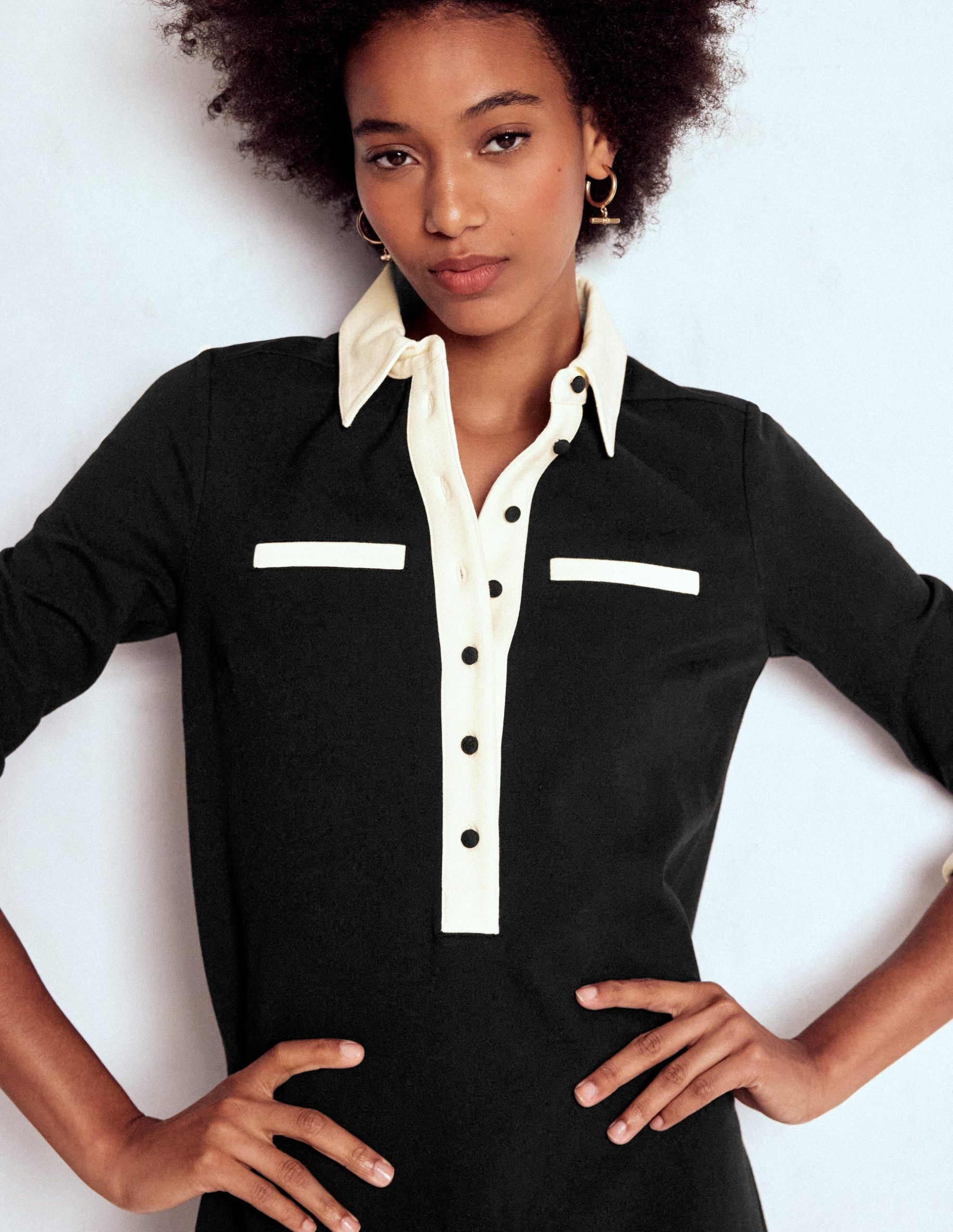 Georgina Ponte Dress-Black & White - Image 2