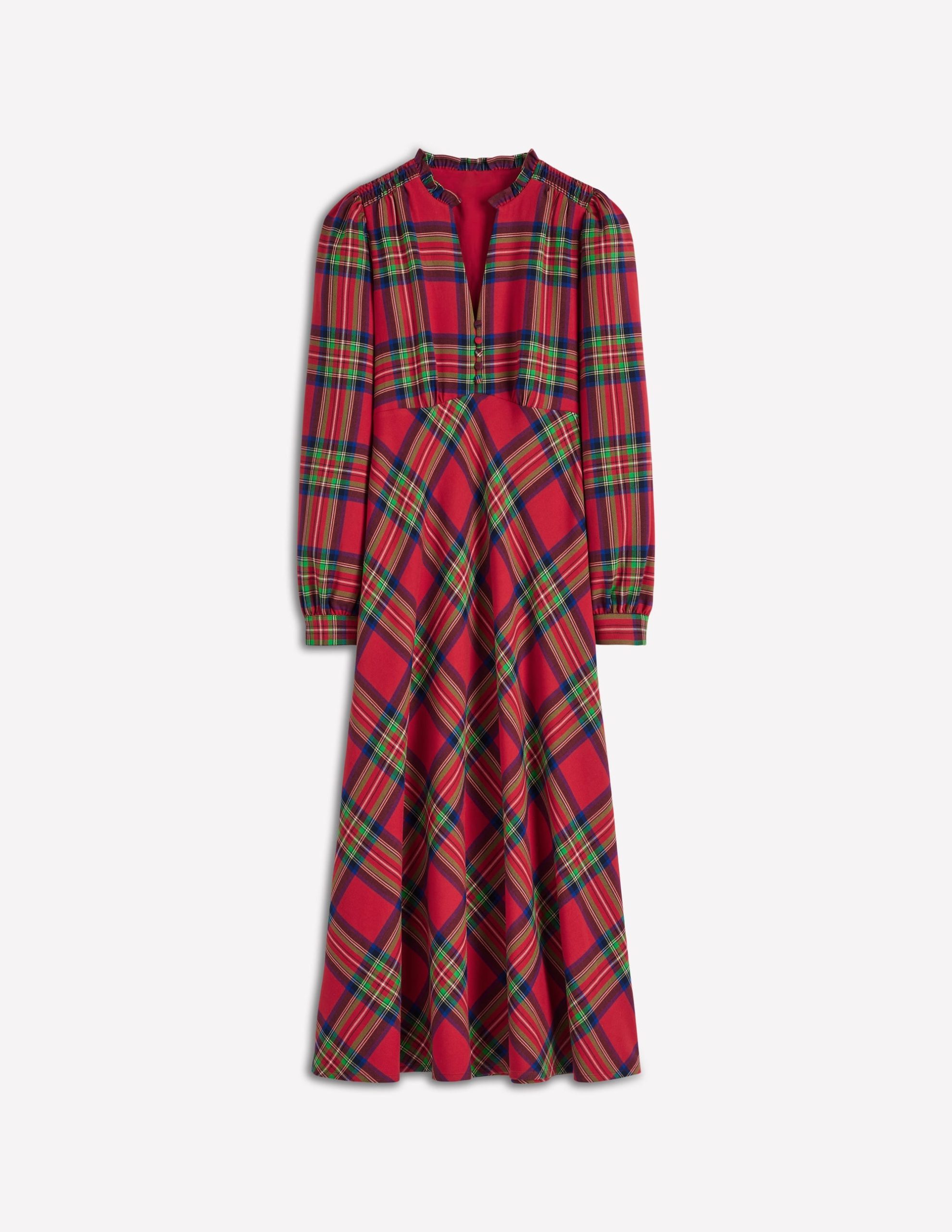 Cassie Check Tea Dress-Red. Blue and Green Check - Image 7