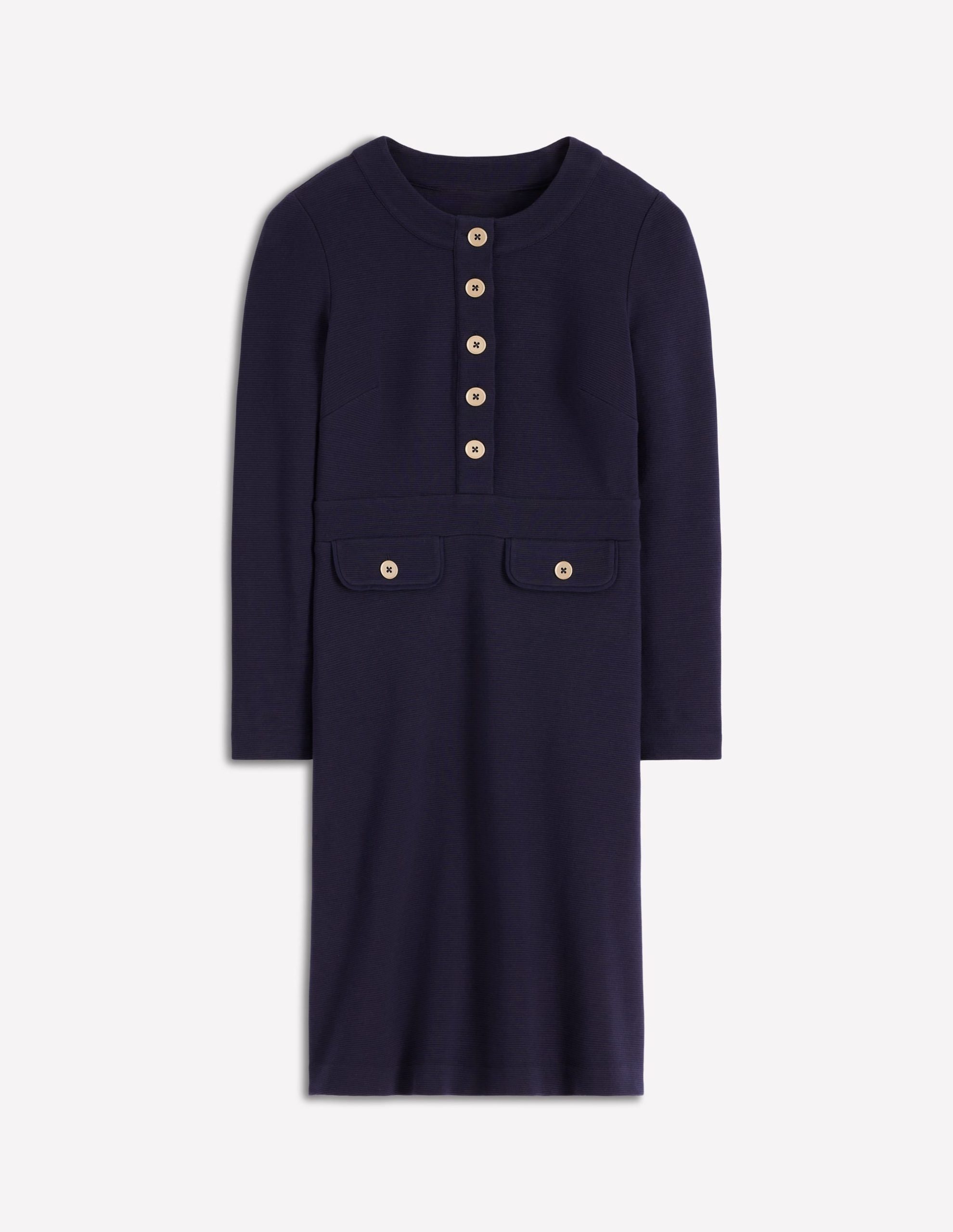Lavinia Button Shift Dress-Navy - Image 4