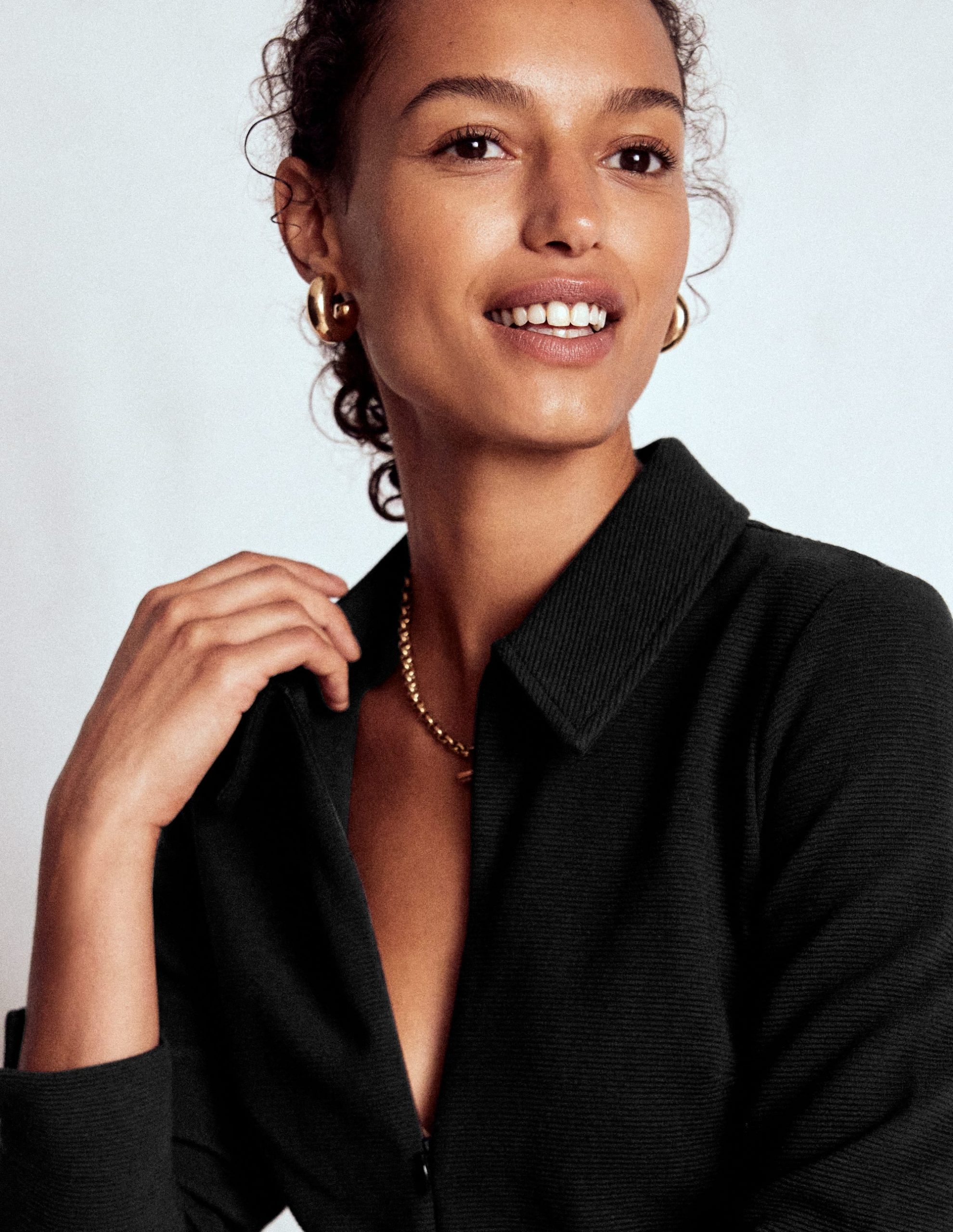 Cam Zip-up Ottoman Dress-Black - Image 2