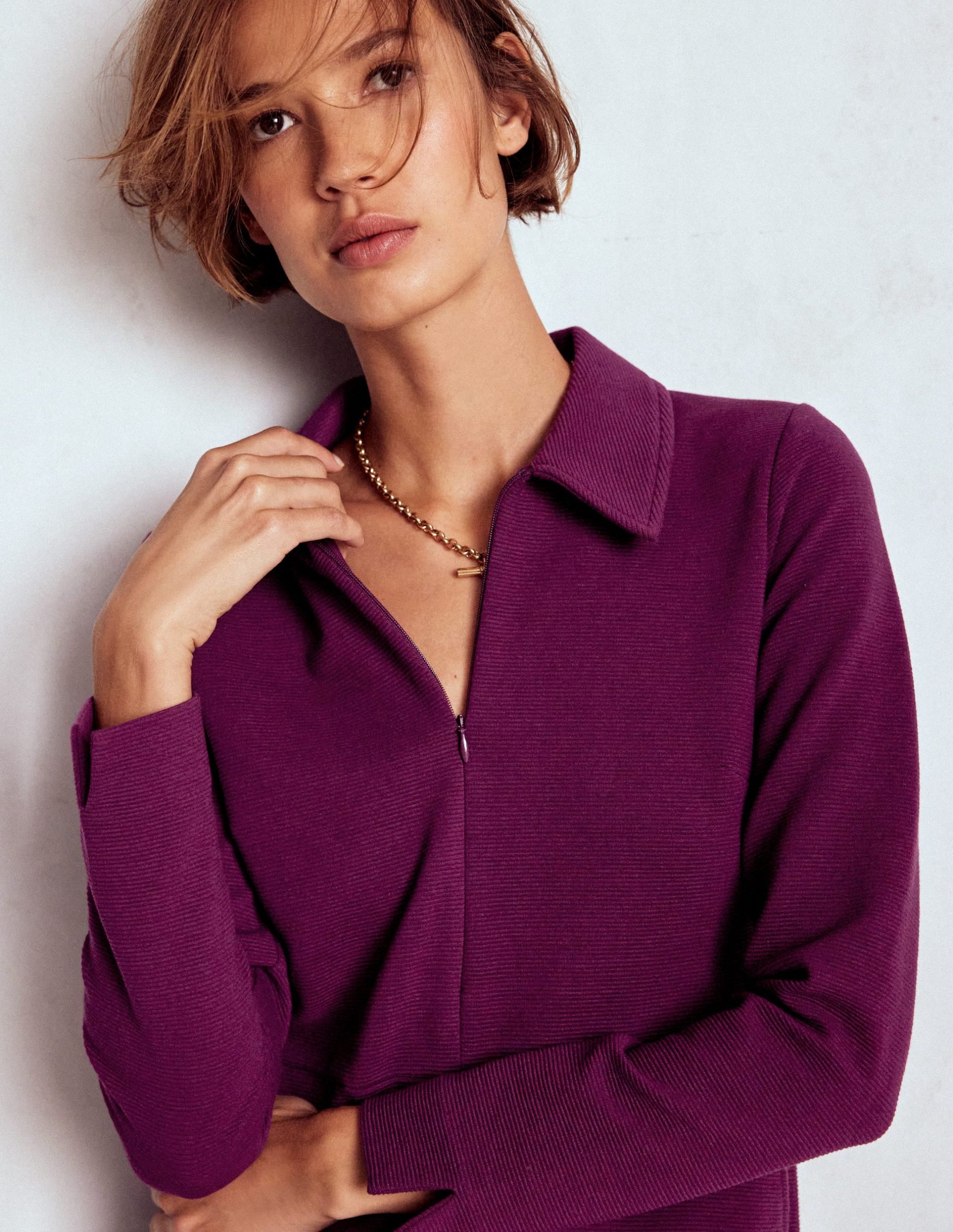 Cam Zip-up Ottoman Dress-Plum Jam - Image 2