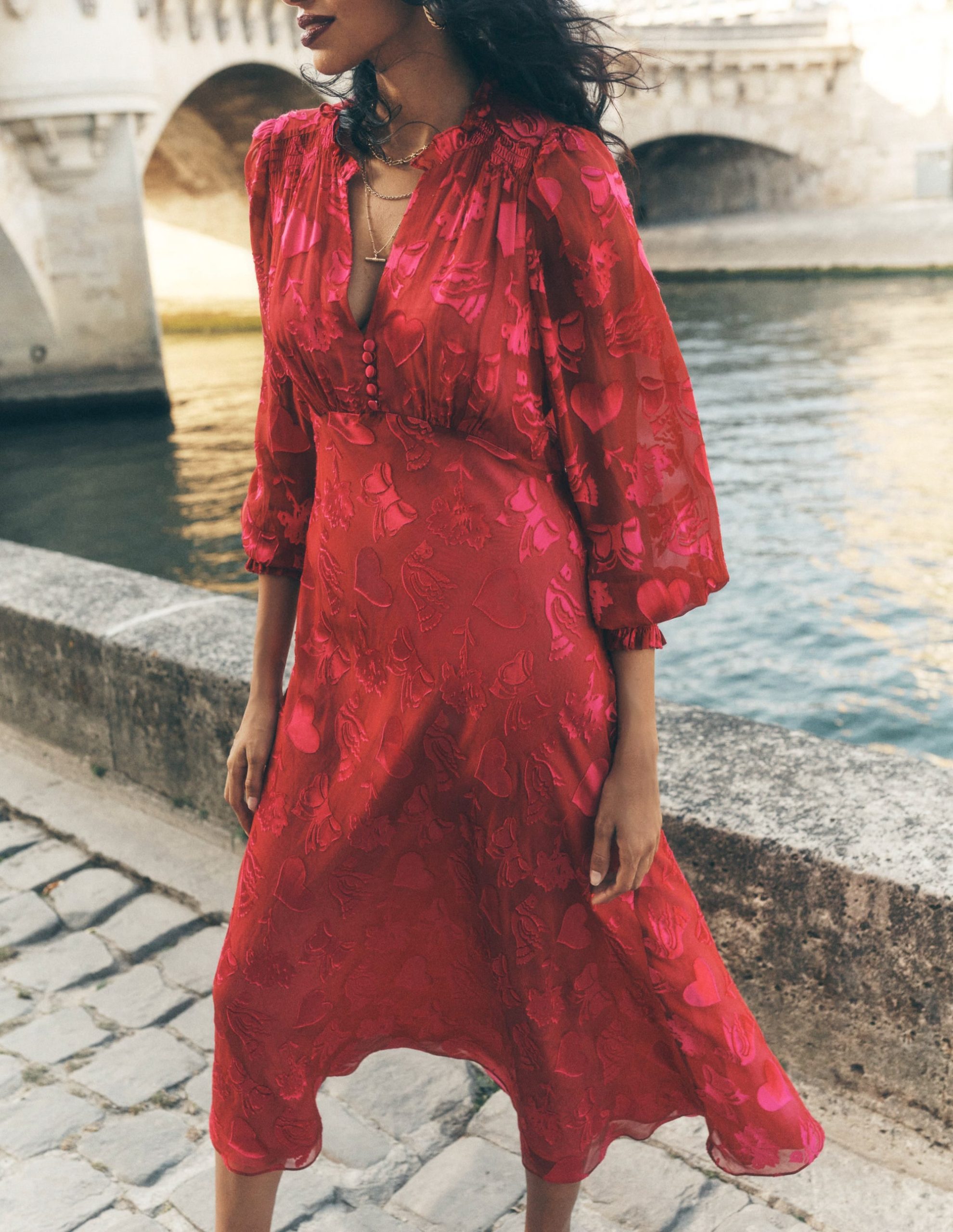 Cassie Devore Midi Tea Dress-Pink Peony. Dainty Medley