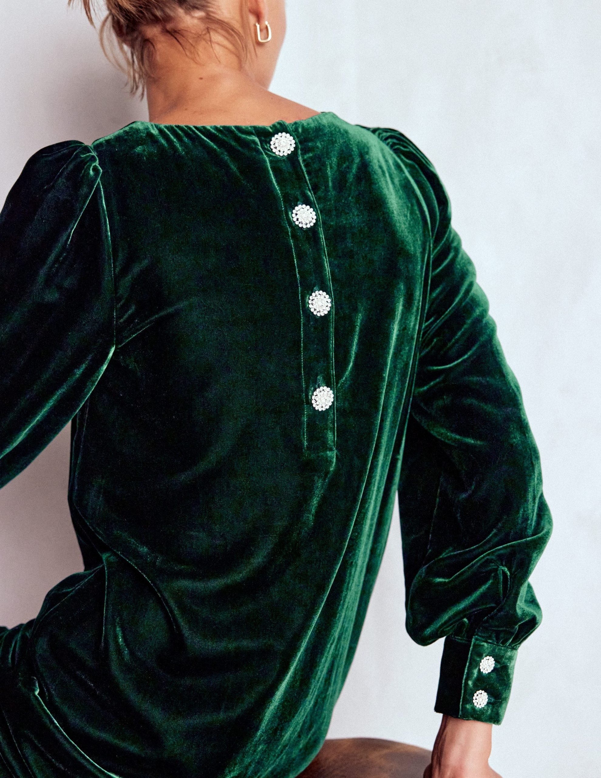 Estella Velvet Shift Dress-Emerald Night - Image 3