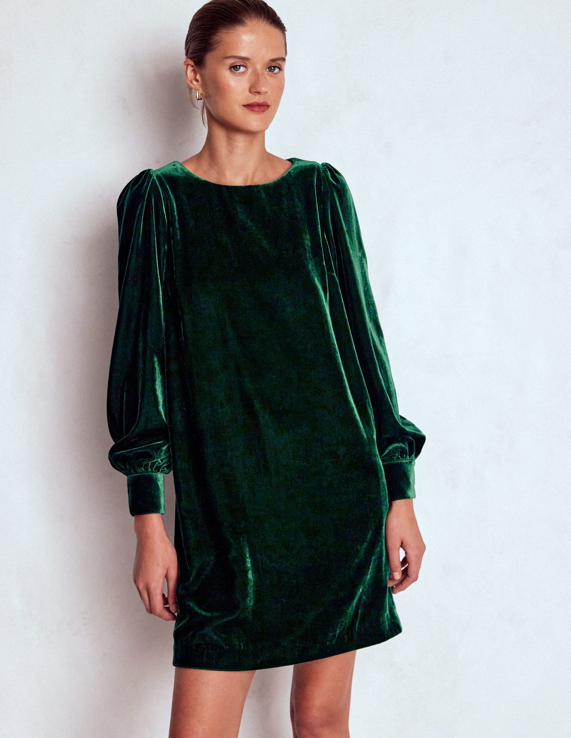 Estella Velvet Shift Dress-Emerald Night - Image 5