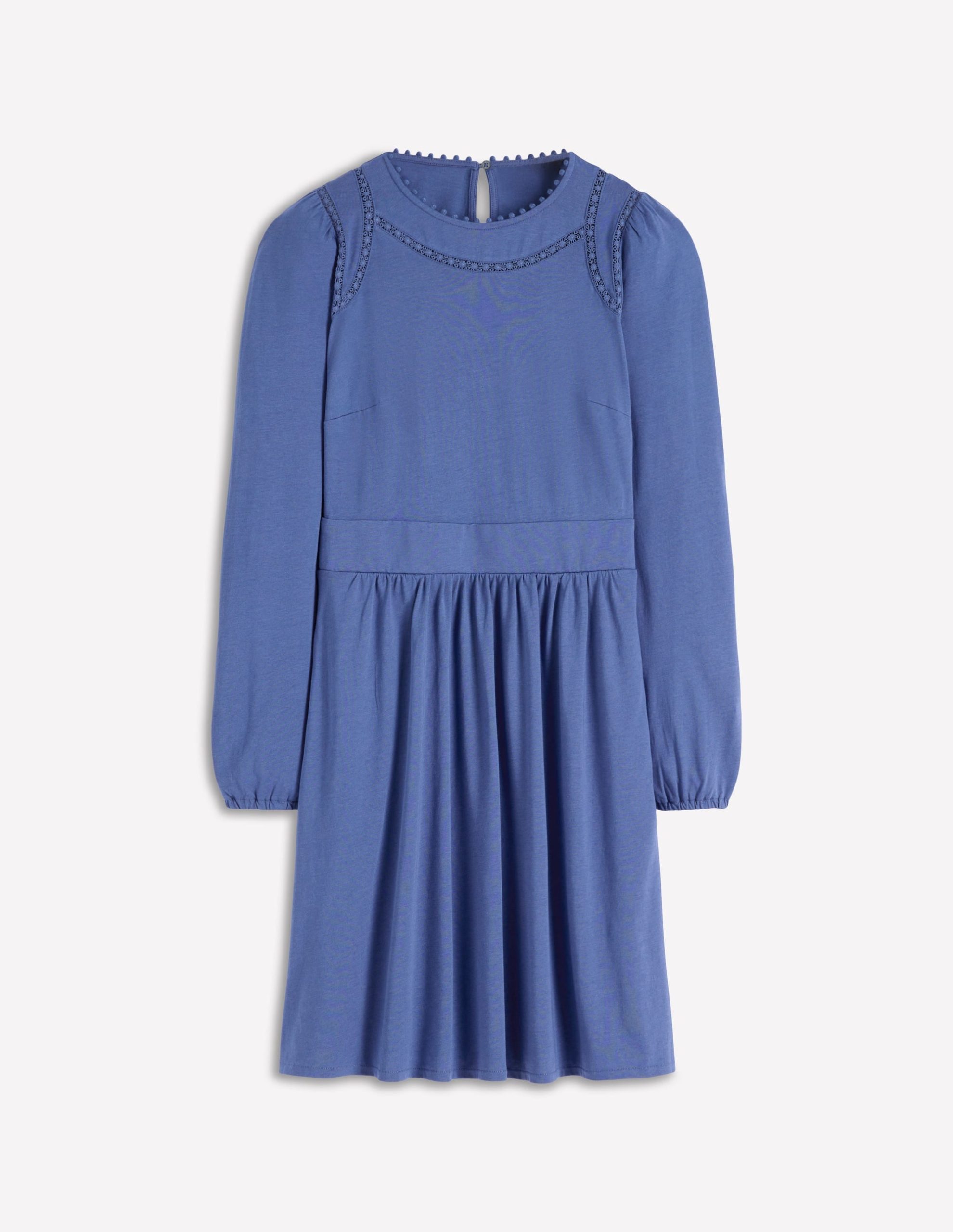 Mila Short Jersey Dress-Denim Blue - Image 5