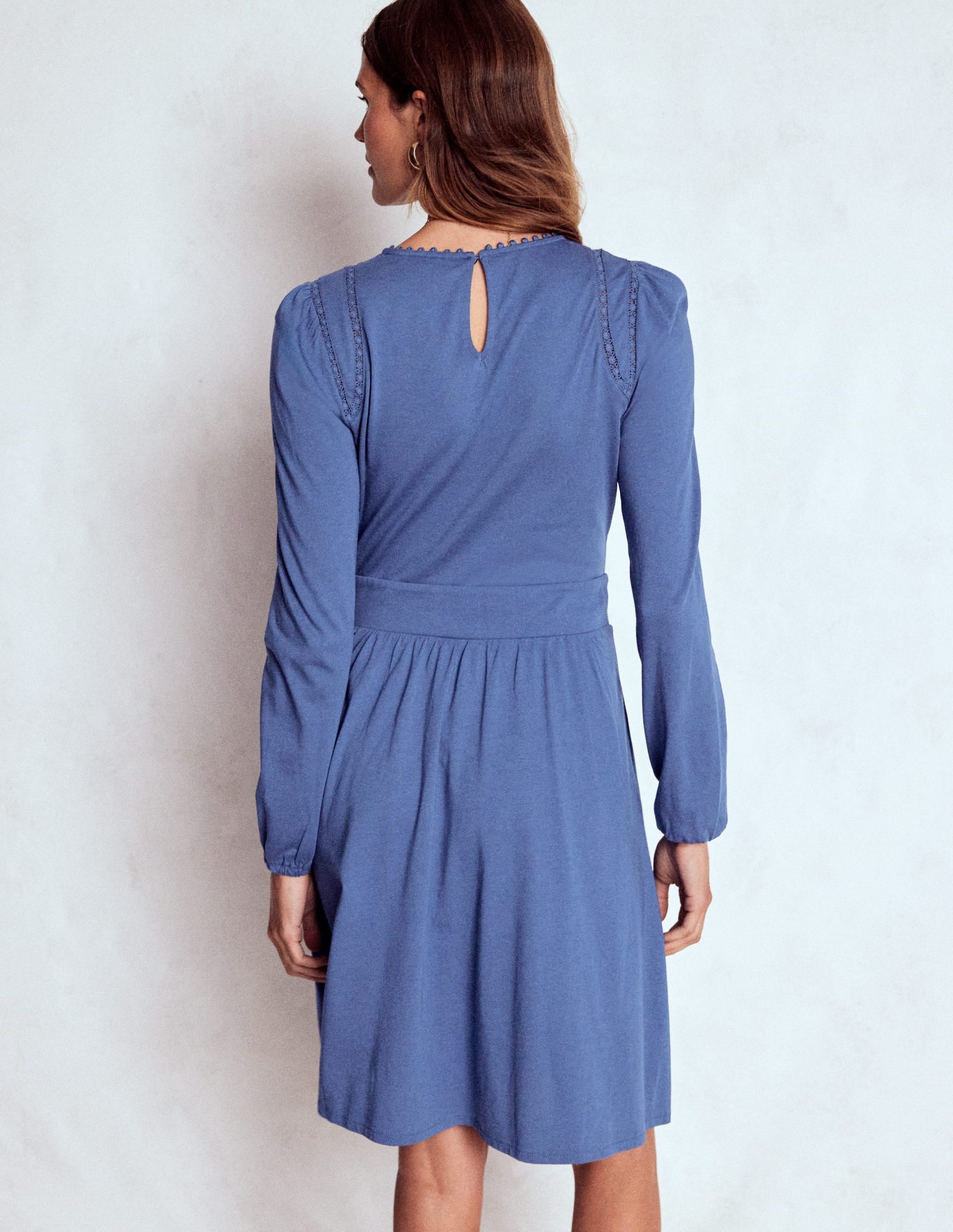 Mila Short Jersey Dress-Denim Blue - Image 3