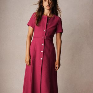 Charlotte Cotton Midi Dress-Bright Cherry