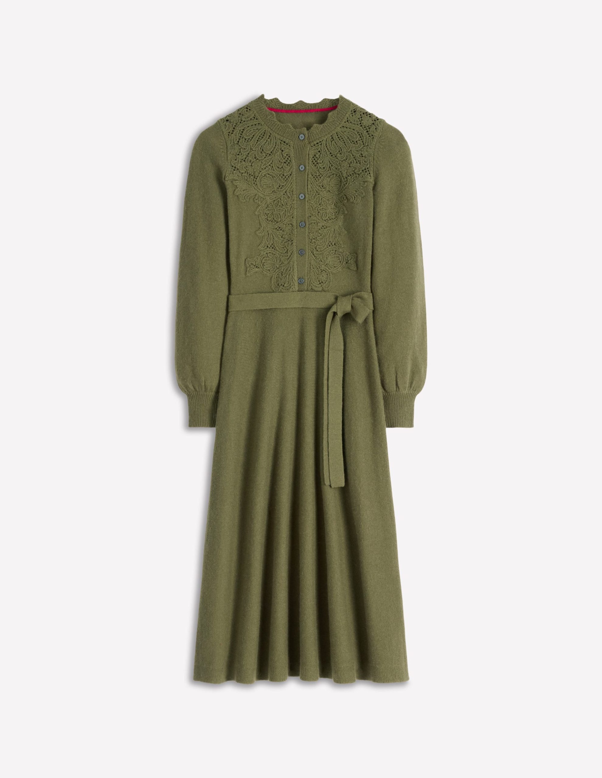 Lace Insert Knitted Midi Dress-Forest Glade - Image 7