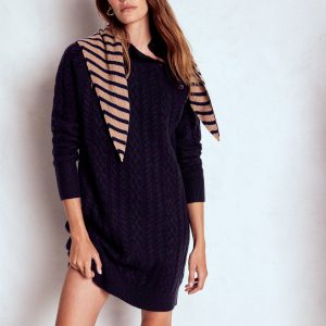 Amara Short Cable Dress-Navy