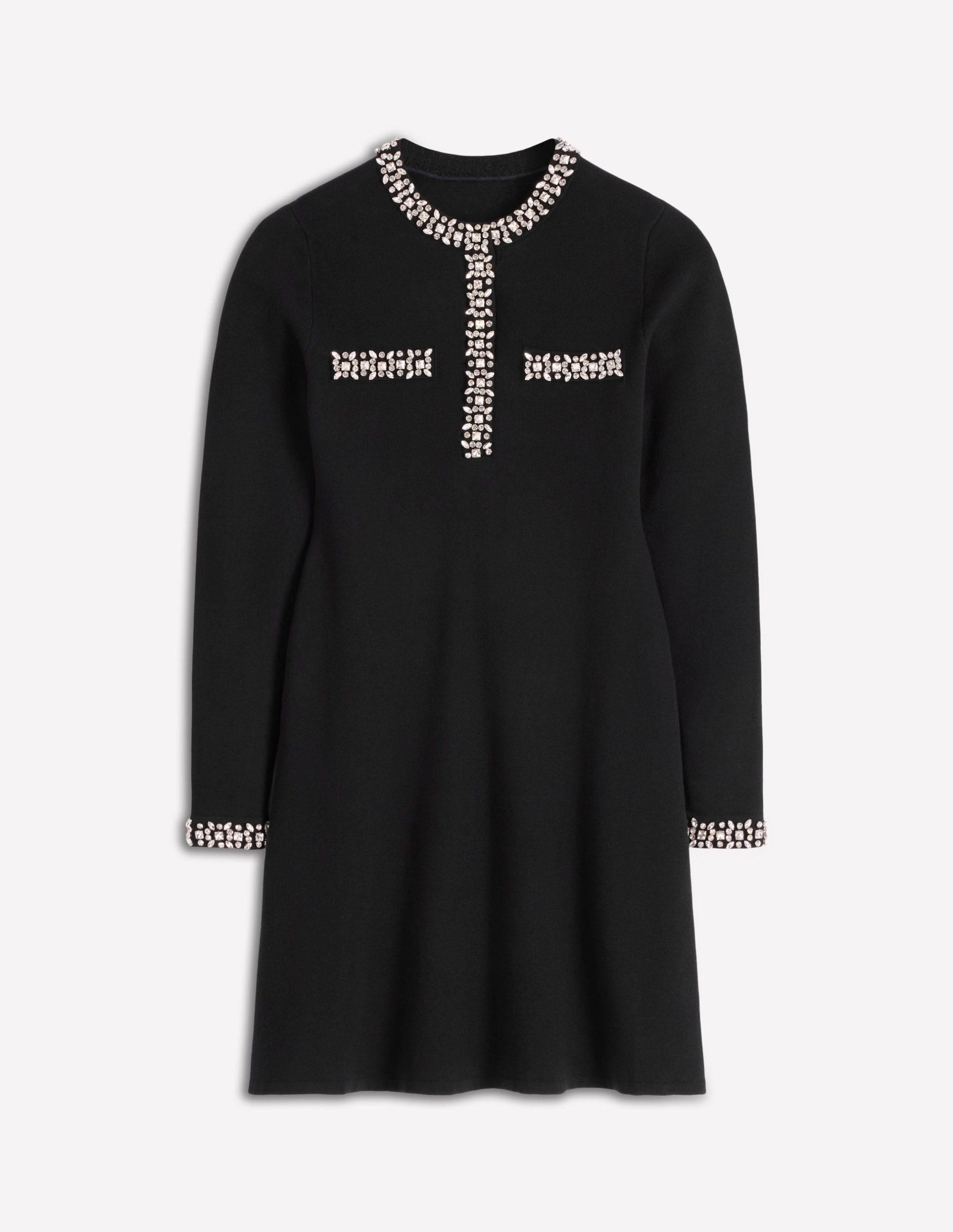 Embellished Knitted Dress-Black - Image 6