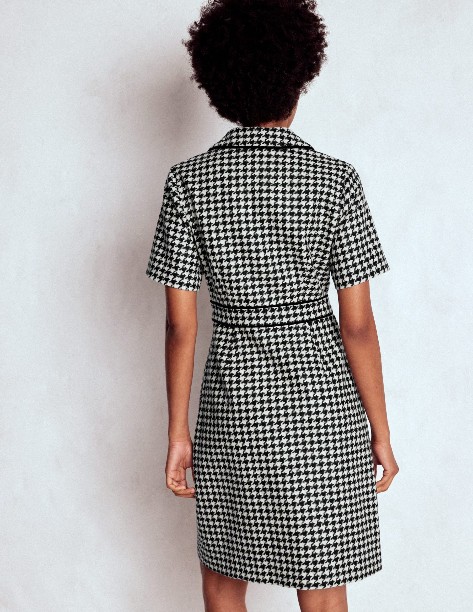 Eda Wool Shift Dress-Black Dogstooth - Image 3