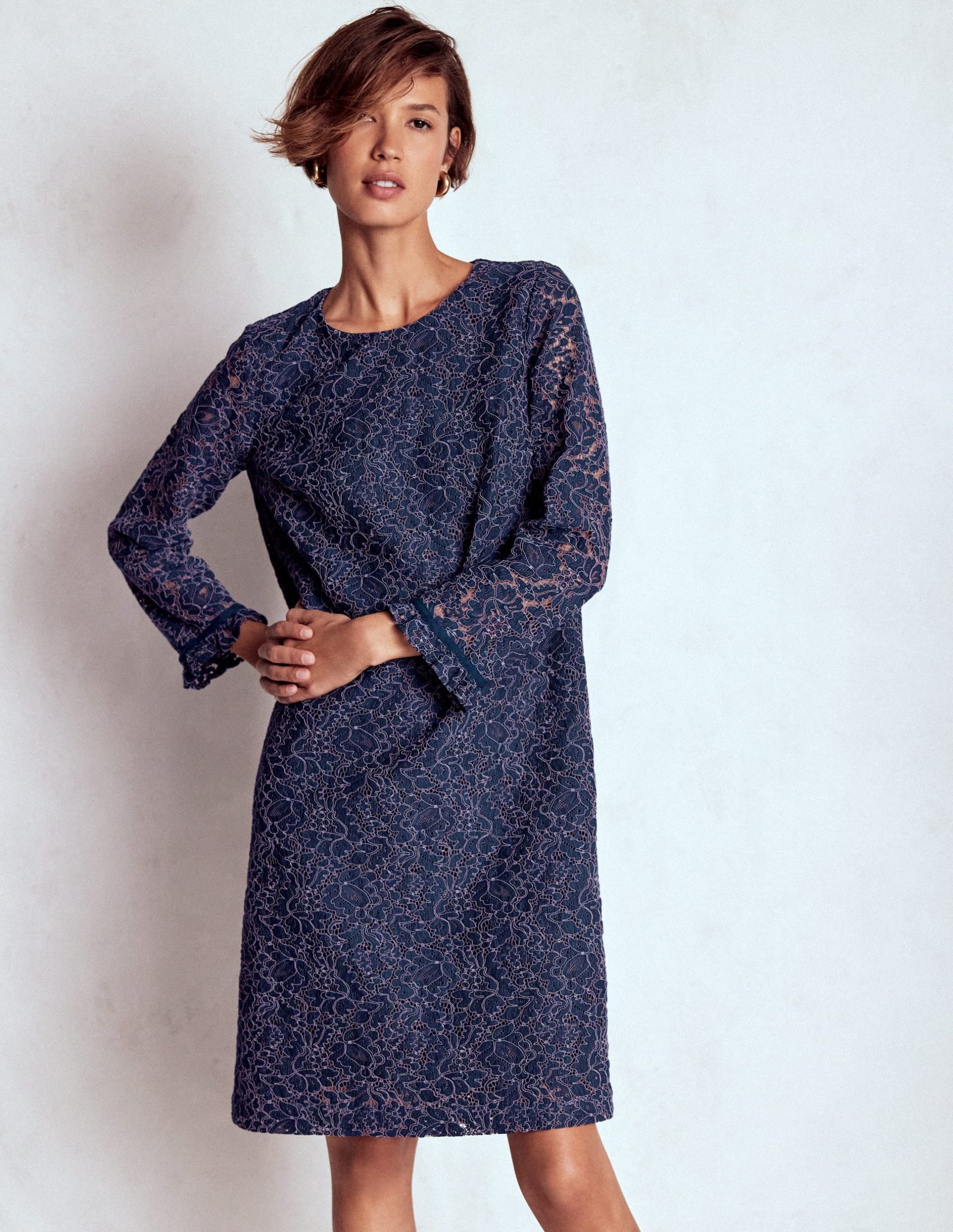 Lace Occasion Mini Dress-Navy - Image 4