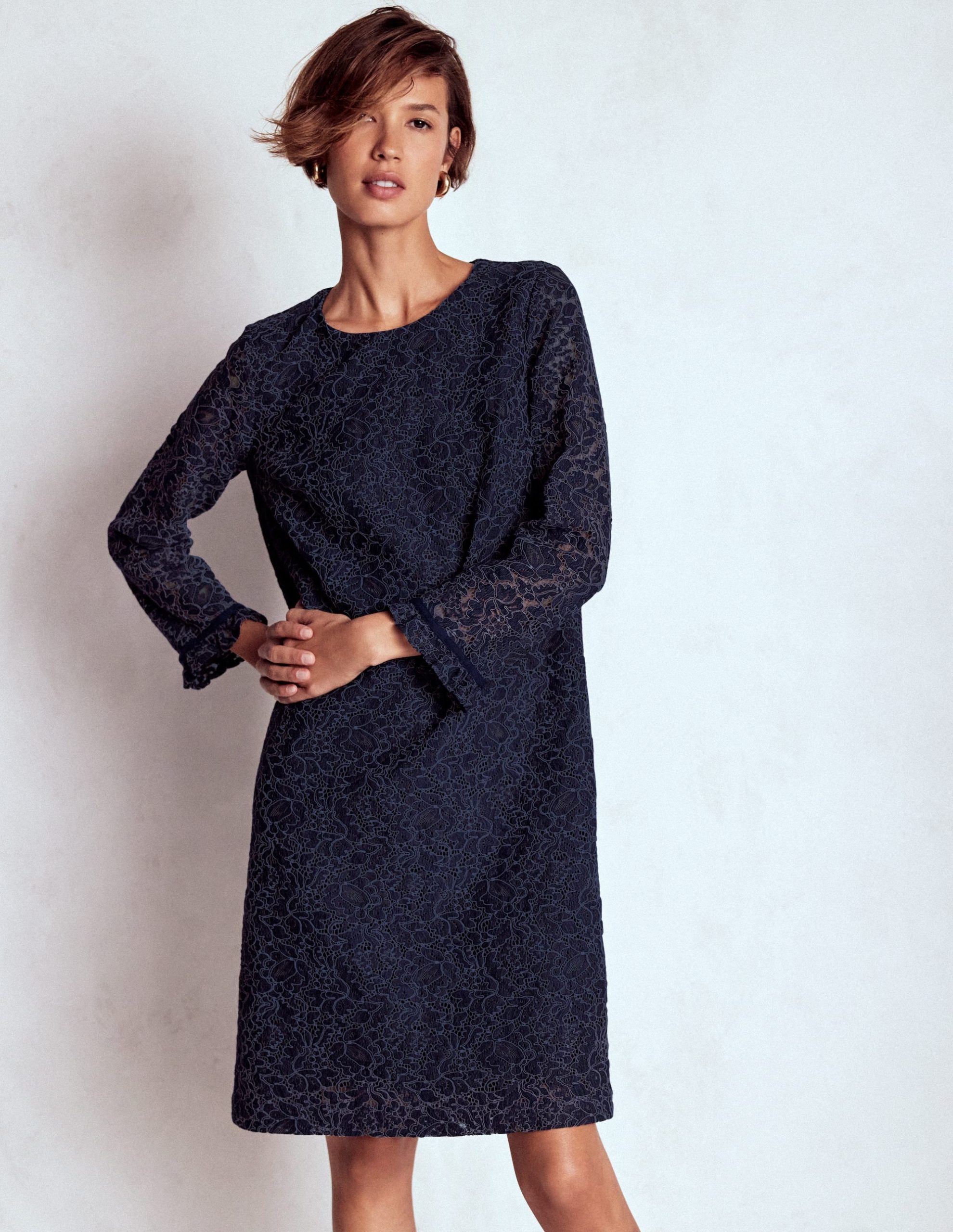 Lace Occasion Mini Dress-Navy - Image 4