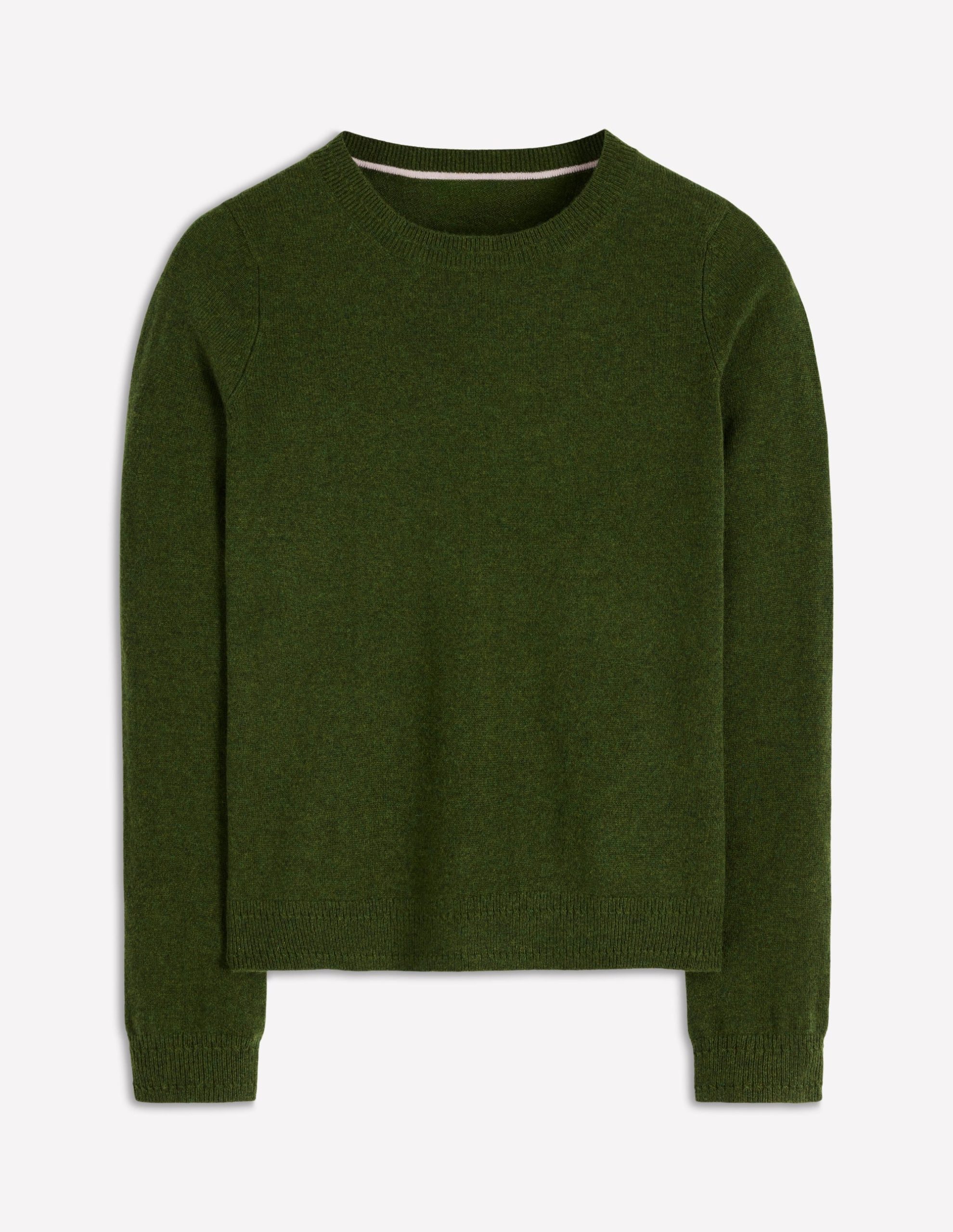 Eva Cashmere Crew Neck Sweater-Leaf Green Melange - Image 6