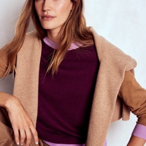 Meg Saddle Sleeve Sweater-Plum Jam. Colour Block