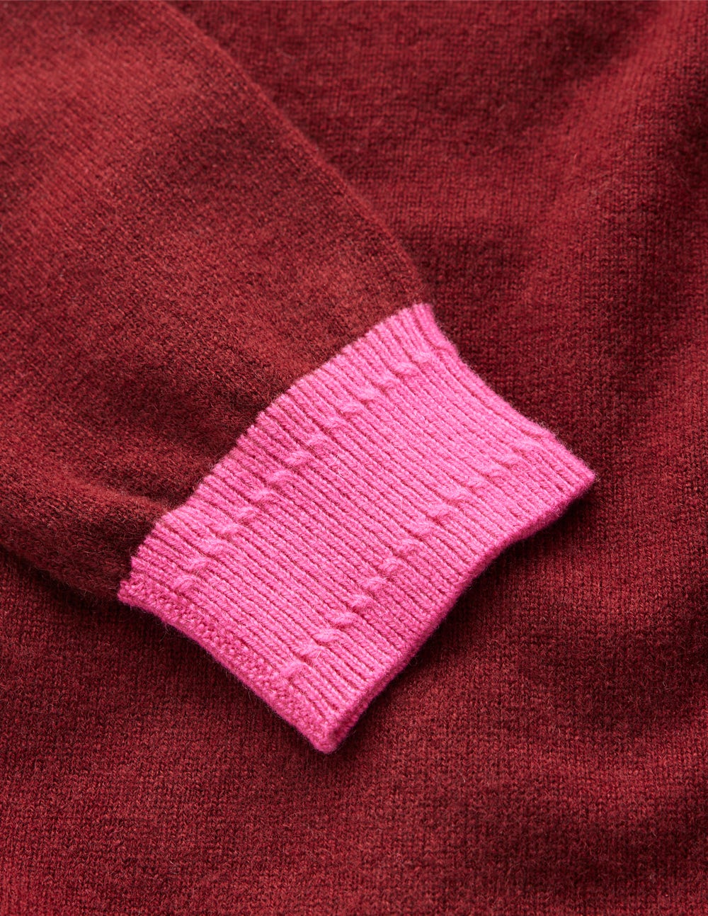 Eva Cashmere Roll Neck Sweater-Chestnut. Colour Block - Image 7