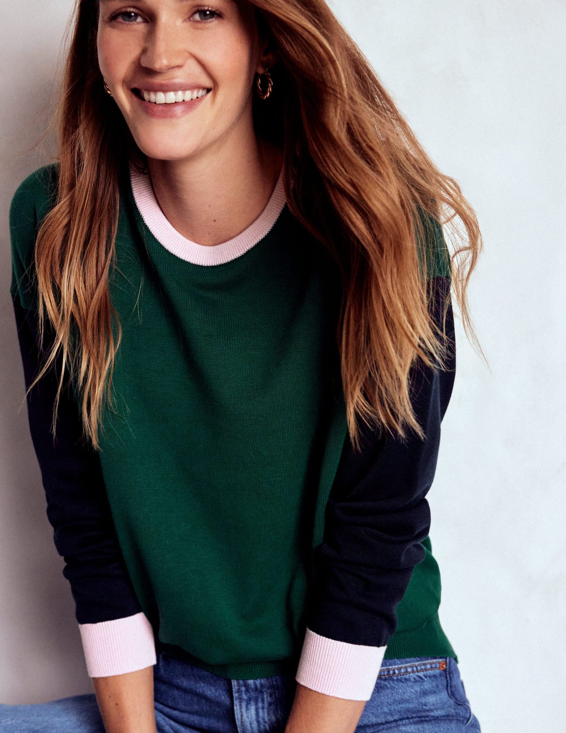 Lara Relaxed Cotton Jumper-Emerald Night. Navy - Image 2