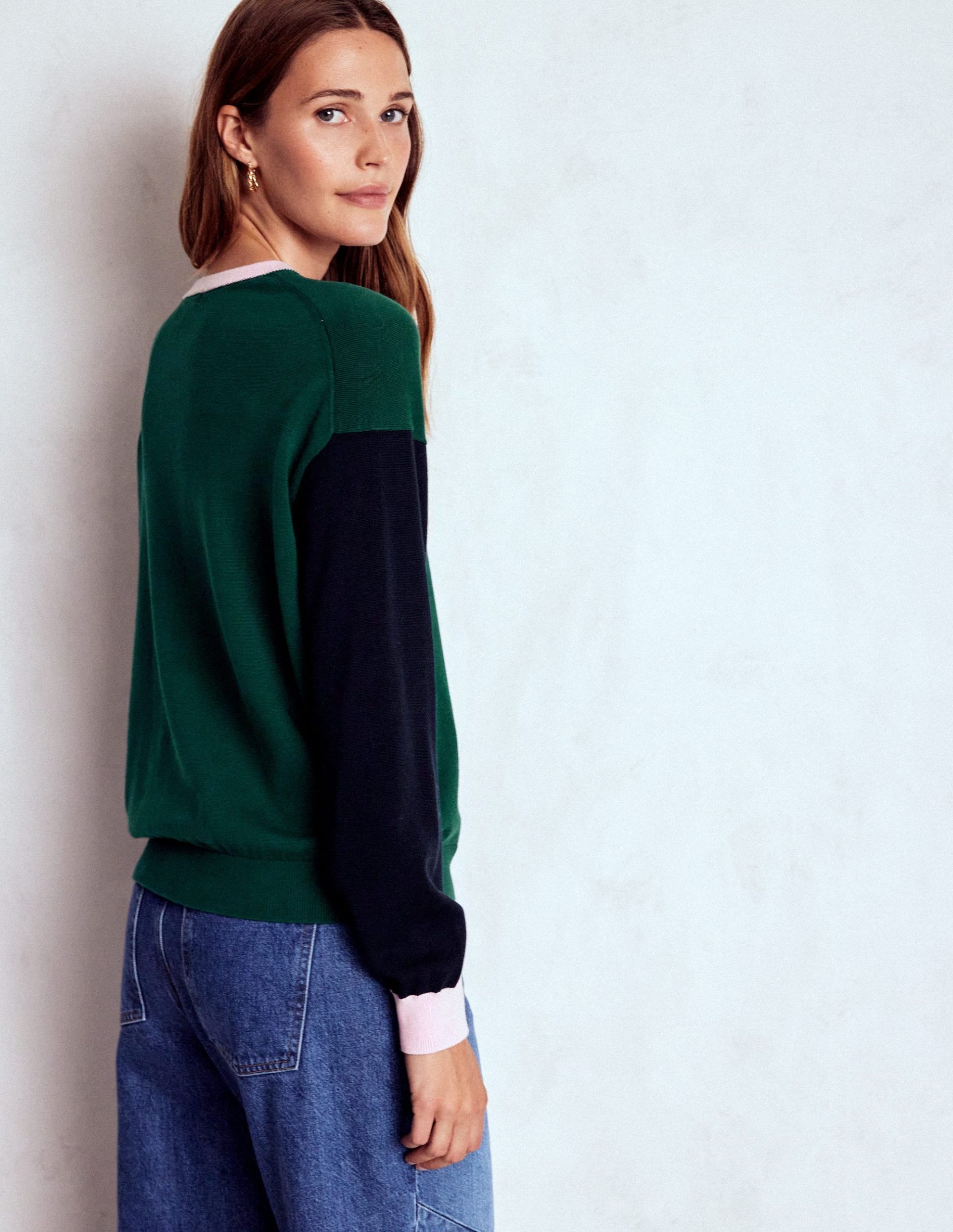 Lara Relaxed Cotton Jumper-Emerald Night. Navy - Image 3