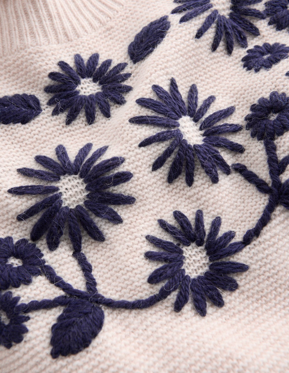 Embroidered Frill Sweater-Warm Ivory - Image 7