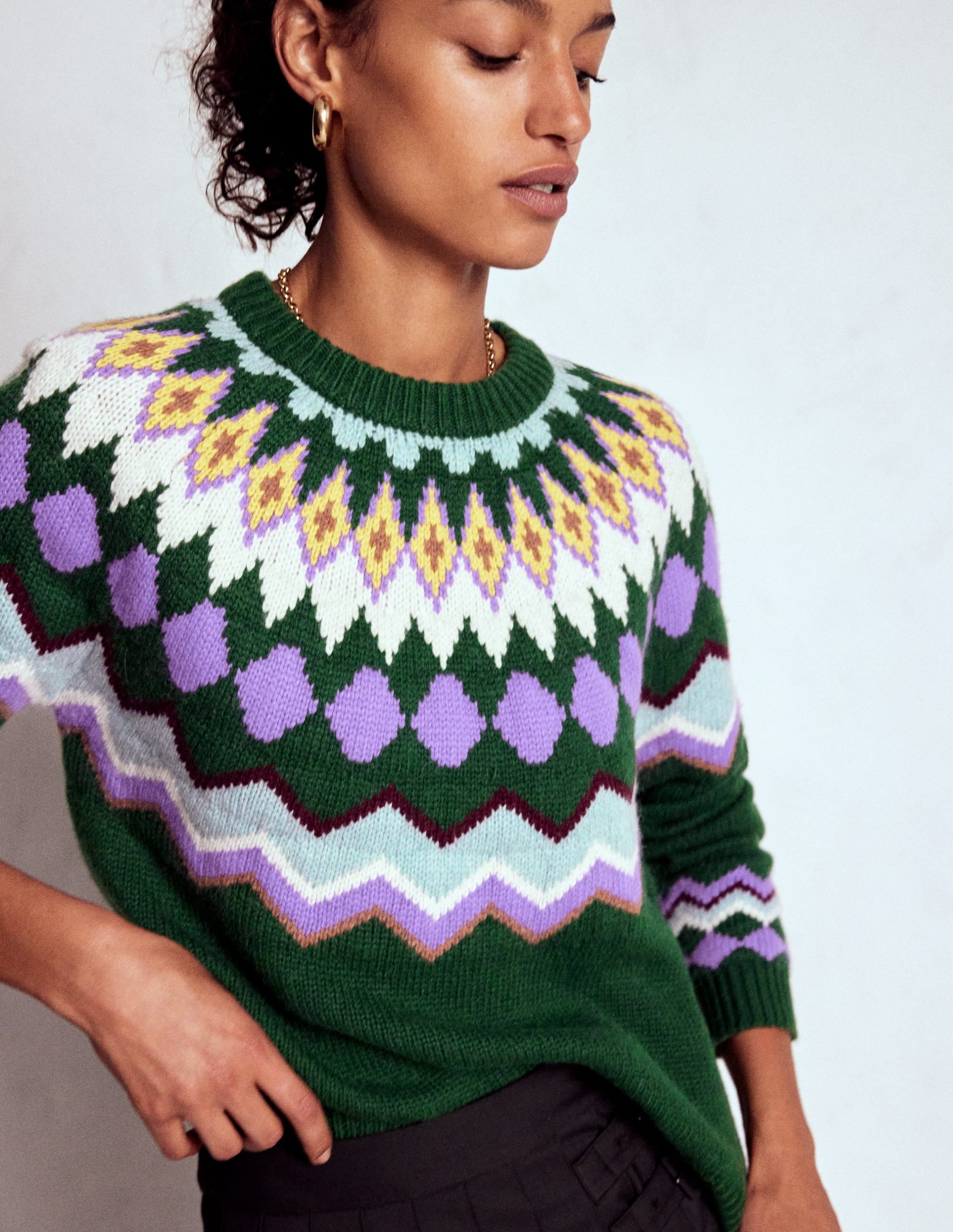 Eleanor Fair Isle Sweater-Promenade Green Melange - Image 2