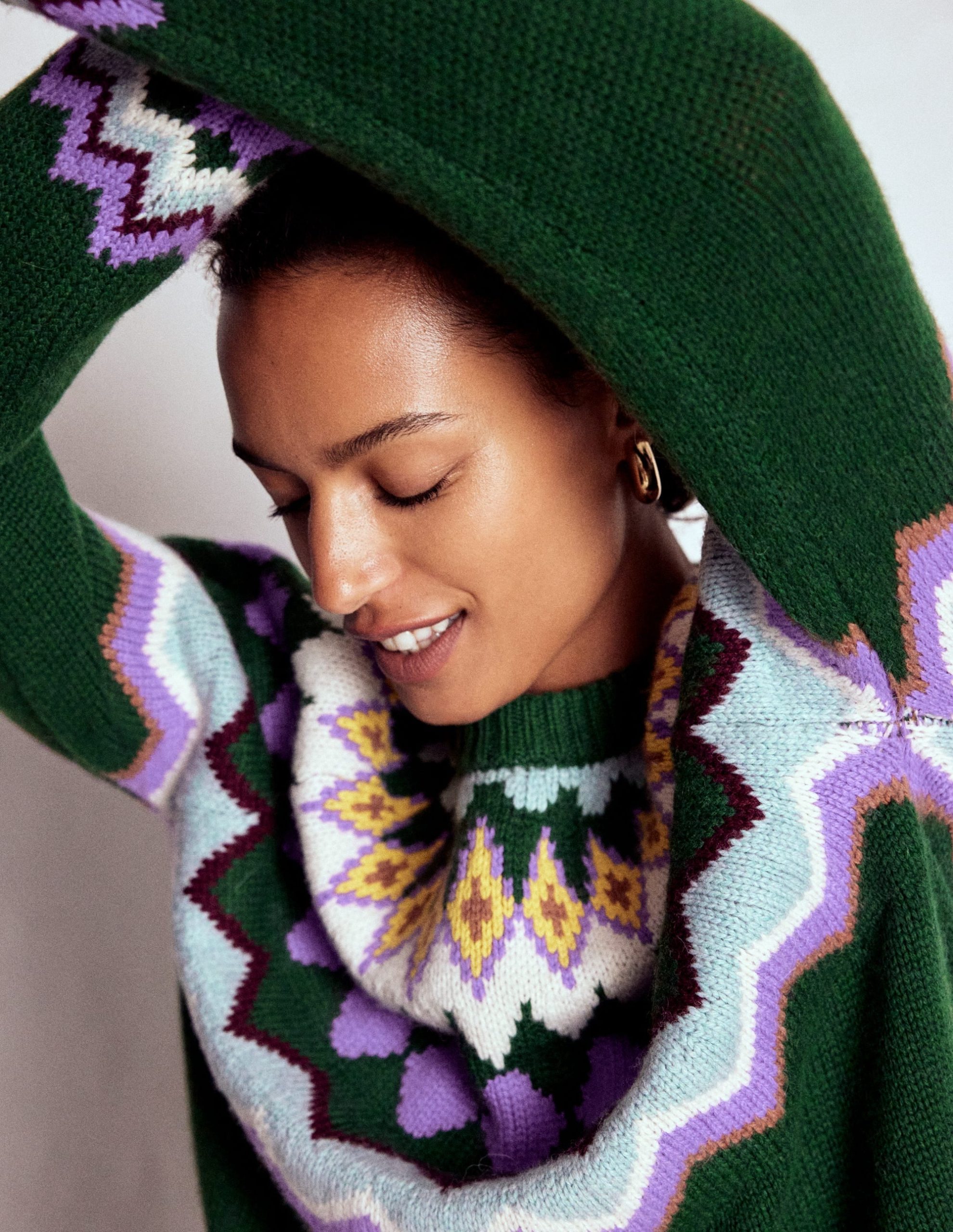 Eleanor Fair Isle Sweater-Promenade Green Melange - Image 4