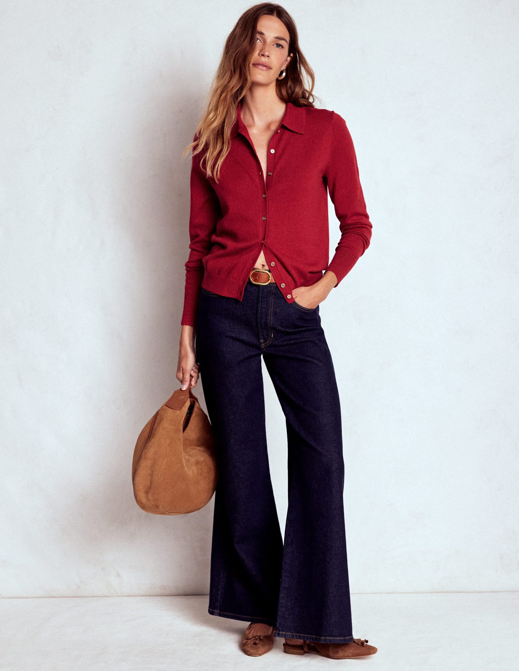 Briony Stitch Cardigan-Crimson Red - Image 4